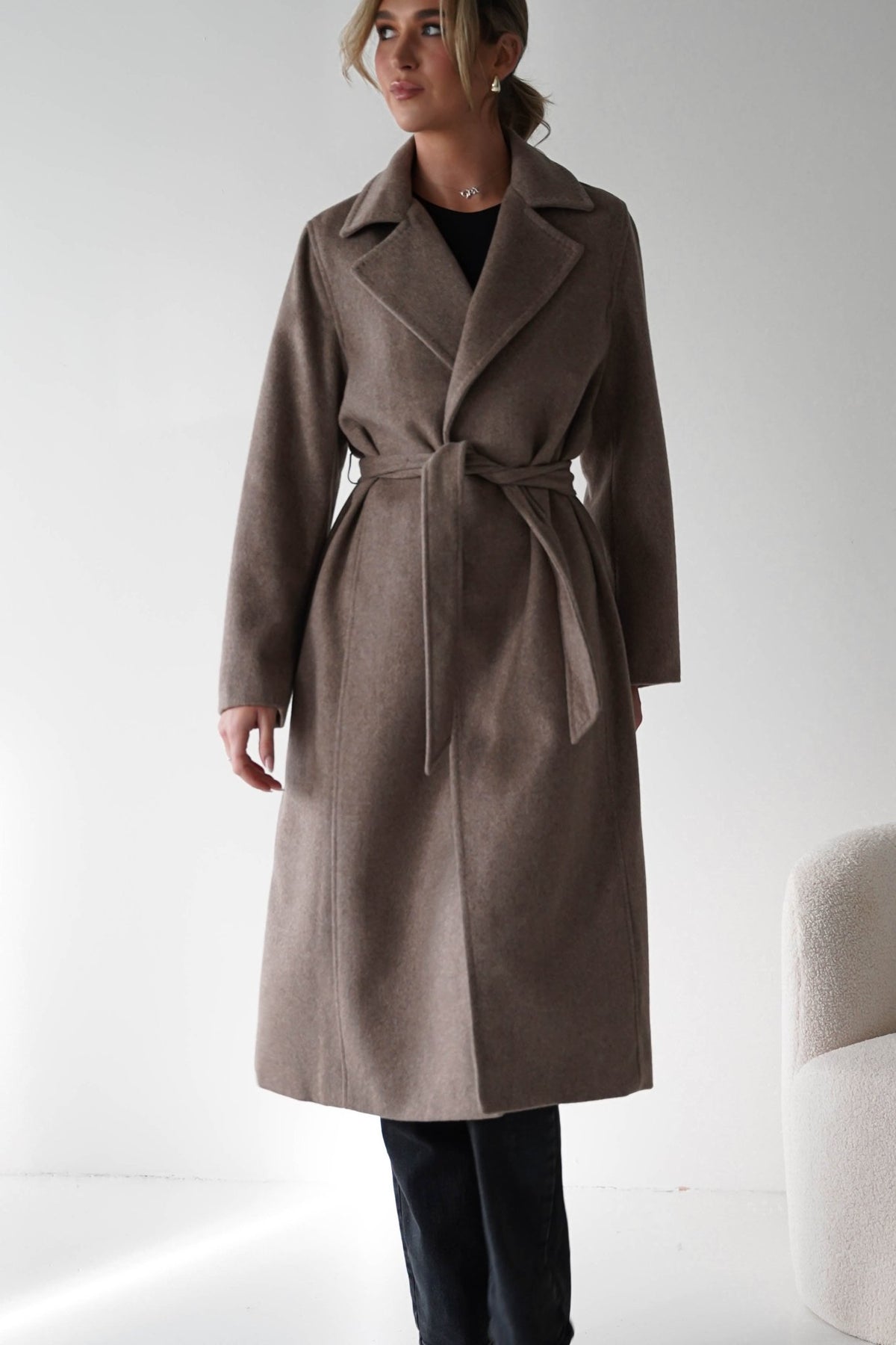 Alicia Belted Wool Coat | Taupe-Oh Hello Clothing
