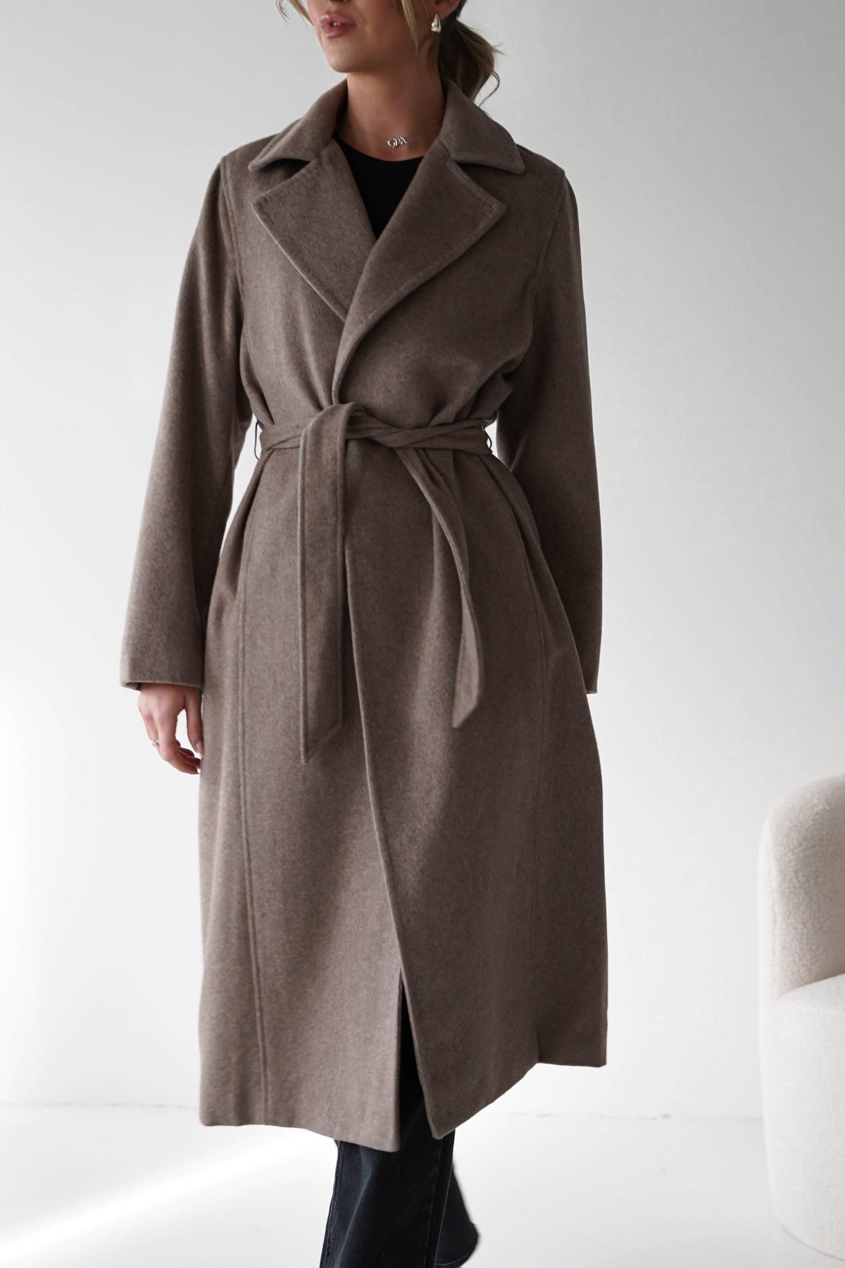 Alicia Belted Wool Coat | Taupe-Oh Hello Clothing