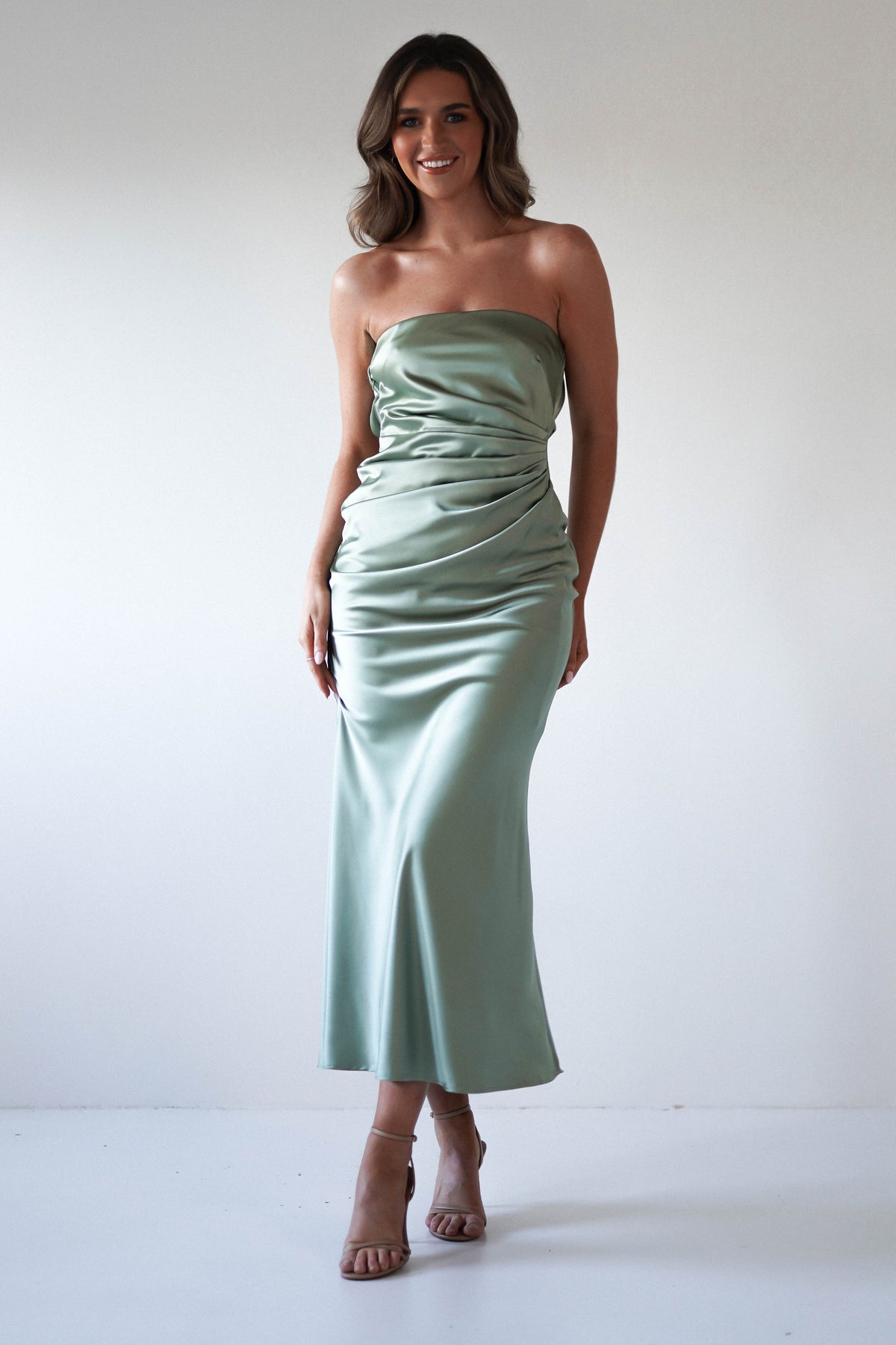 Allegra Gathered Midaxi Dress | Sage-Oh Hello Clothing