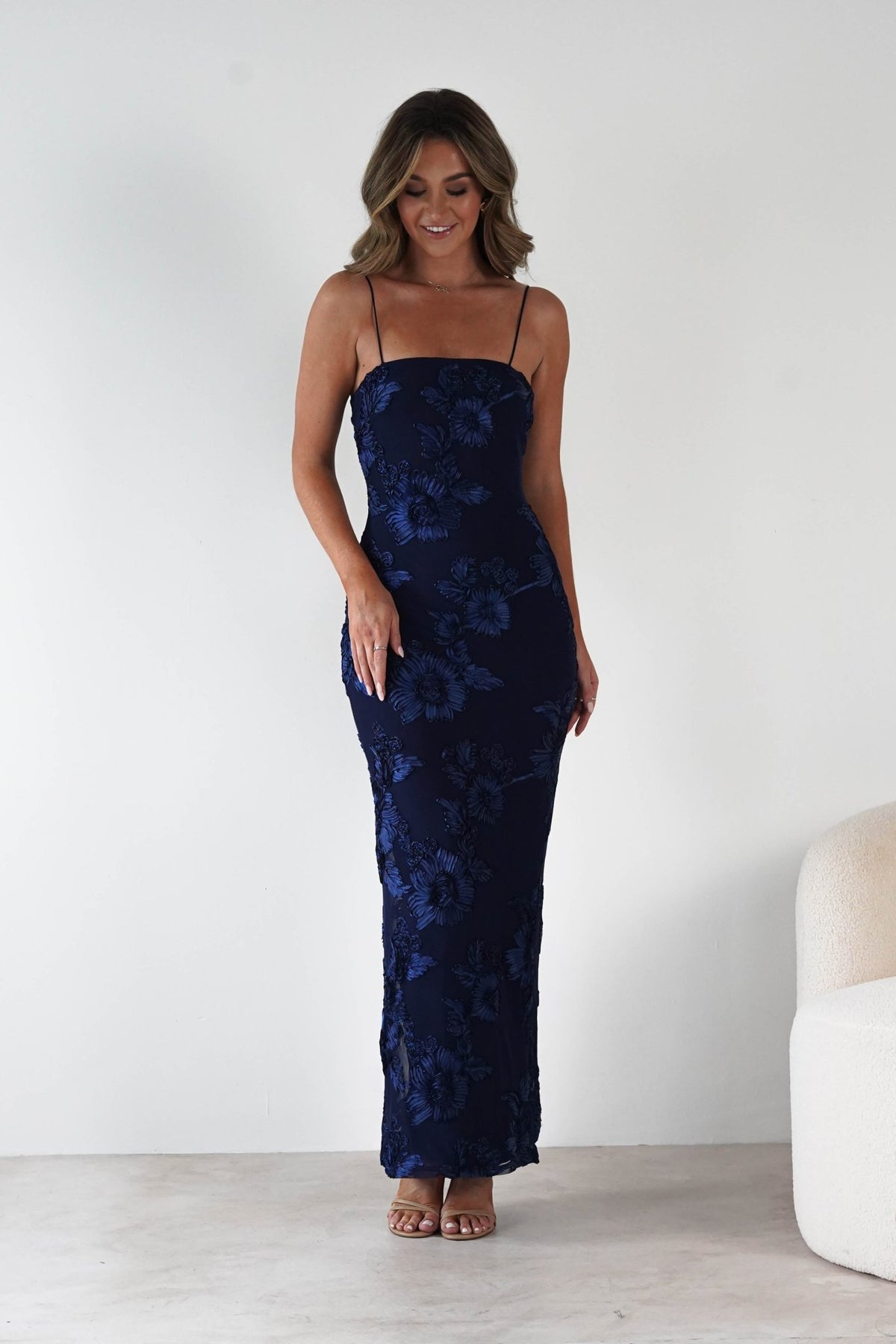 Alvana Floral Appliqué Maxi Dress | Navy-Oh Hello Clothing