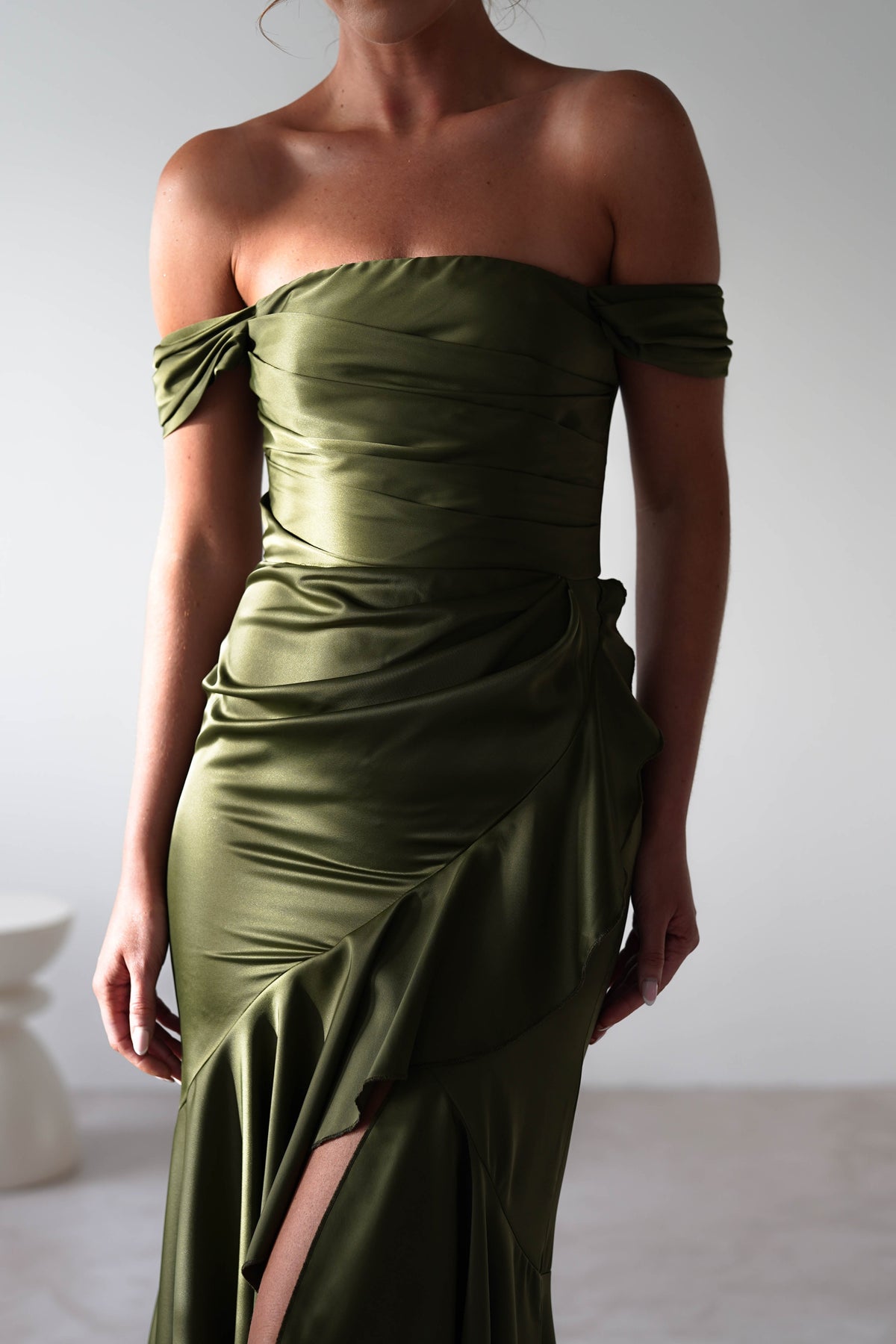 Amaretta Soft Satin Maxi Dress | Olive-Oh Hello Clothing