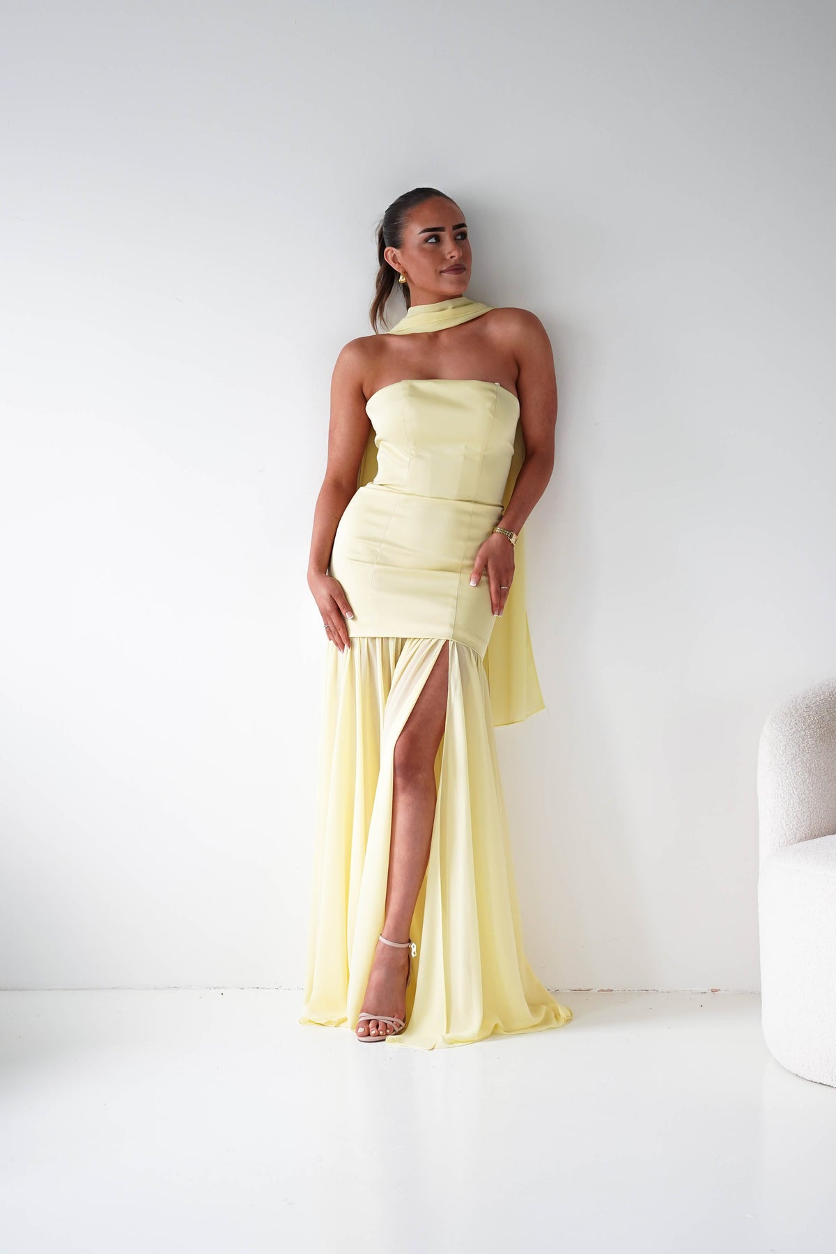 Amora Strapless Structured Maxi Dress | Yellow-Oh Hello Clothing
