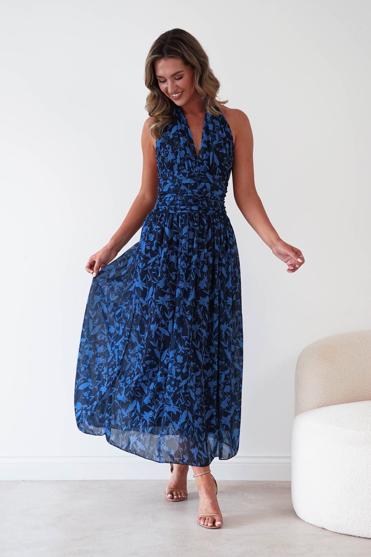 Anara Floral Print Maxi Dress | Blue Print-Oh Hello Clothing