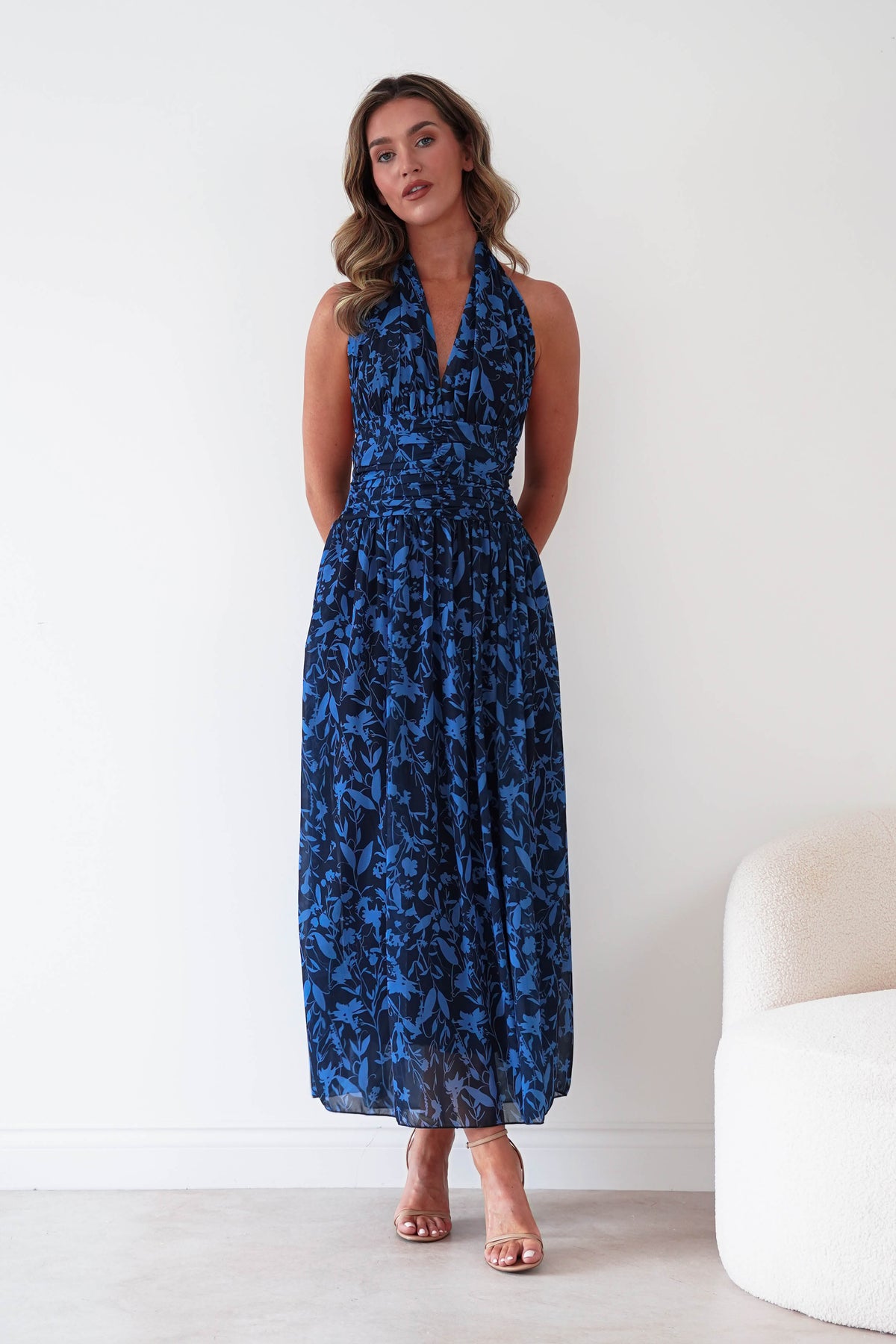 Anara Floral Print Maxi Dress | Blue Print-Oh Hello Clothing
