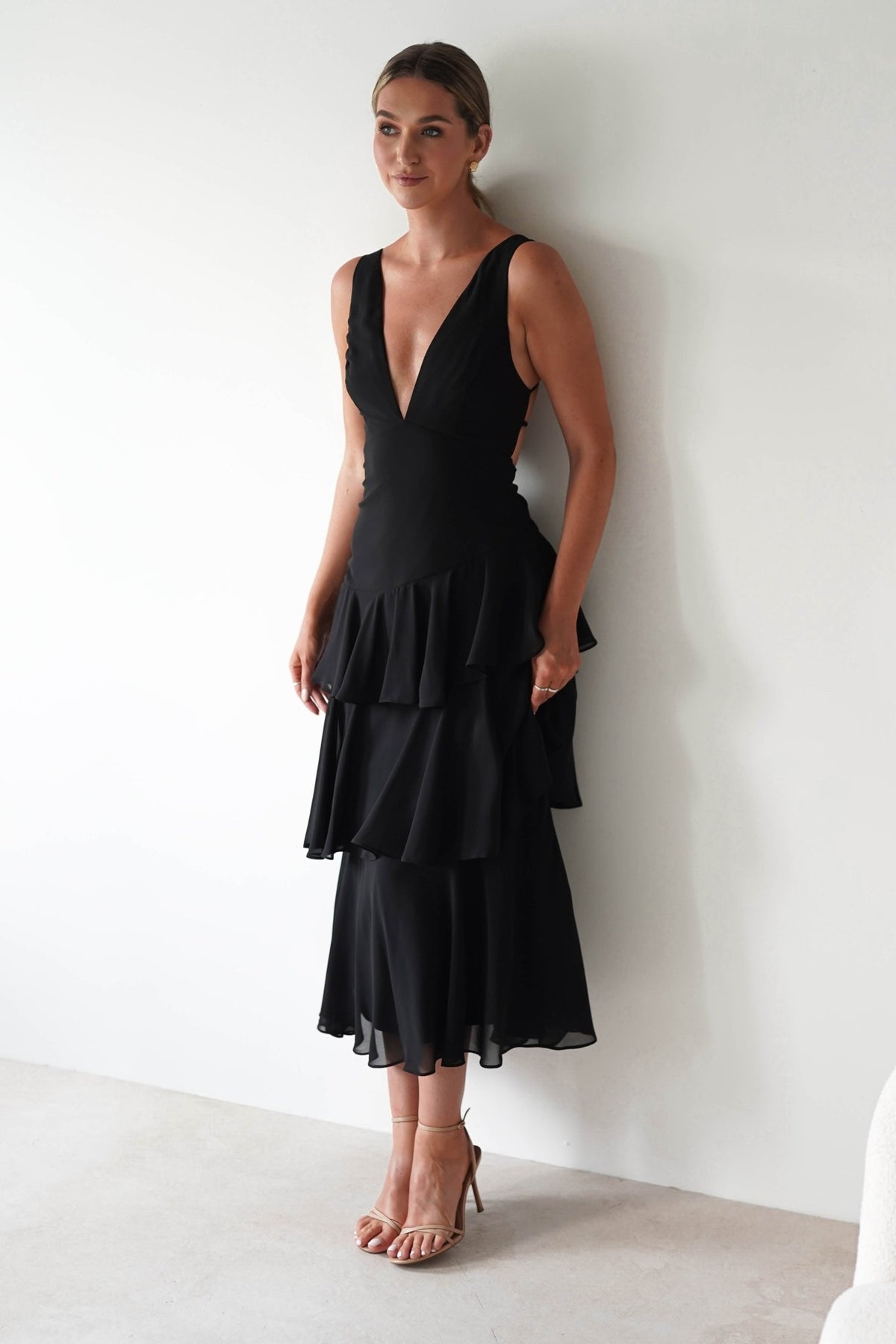 Andalusia Ruffle Maxi Dress | Black-Oh Hello Clothing