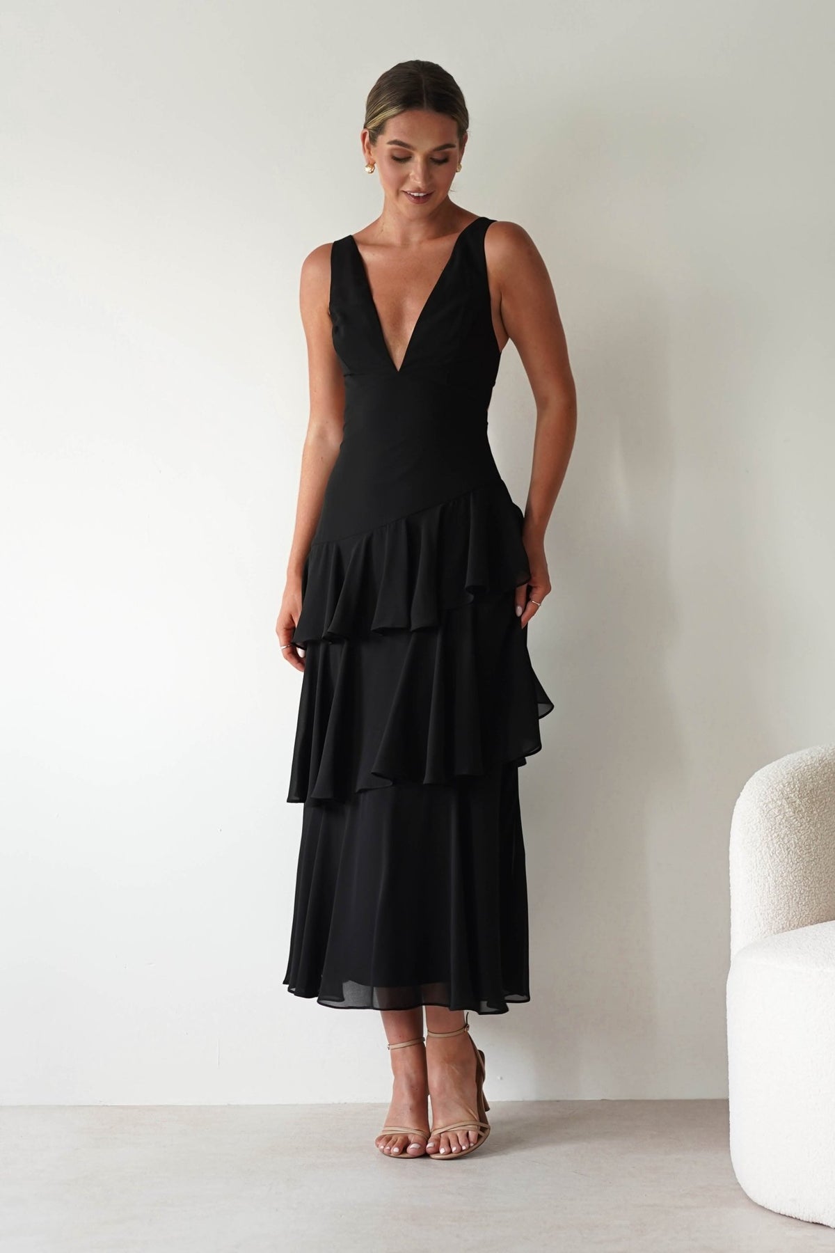 Andalusia Ruffle Maxi Dress | Black-Oh Hello Clothing