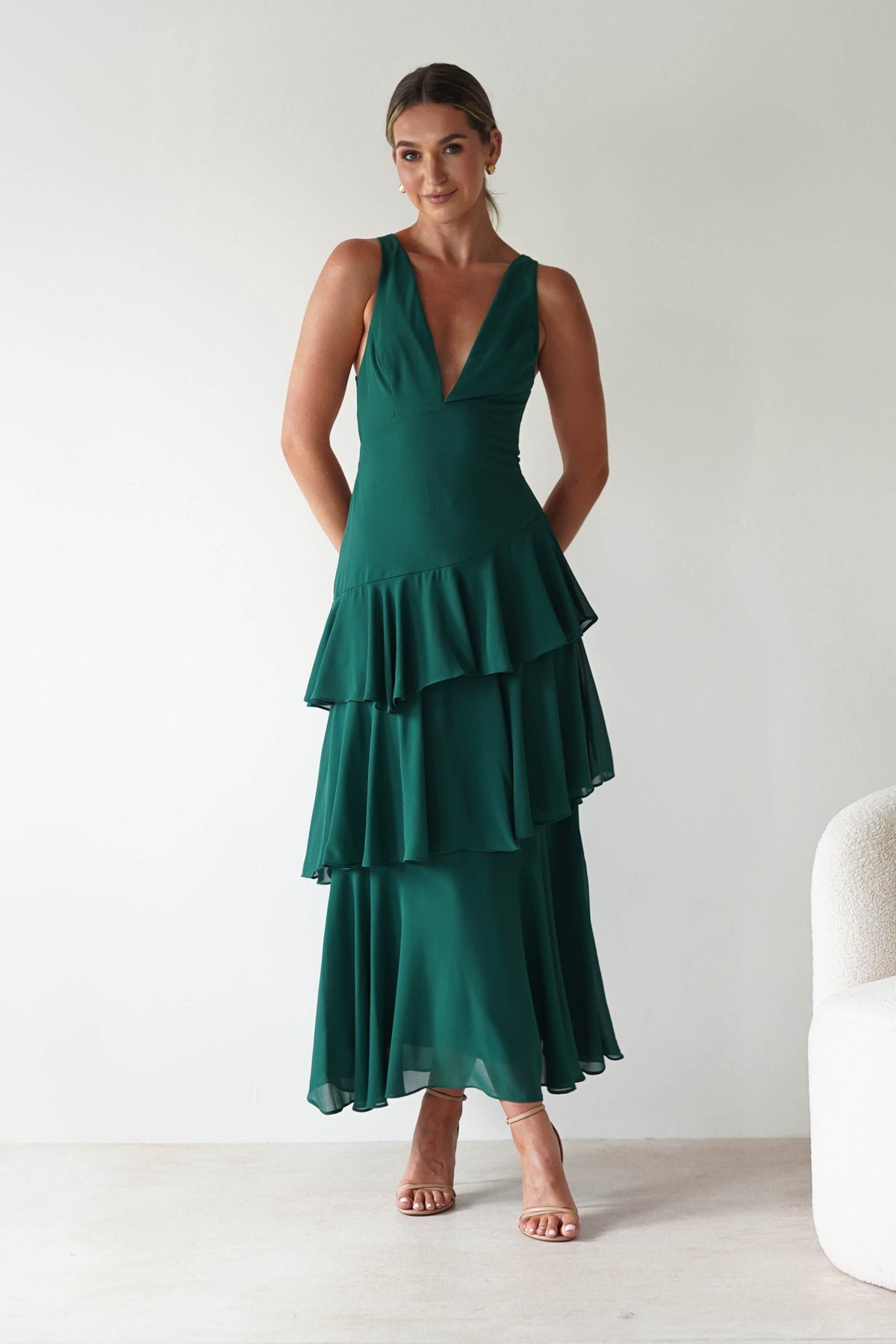 Andalusia Ruffle Maxi Dress | Forest Green-Oh Hello Clothing