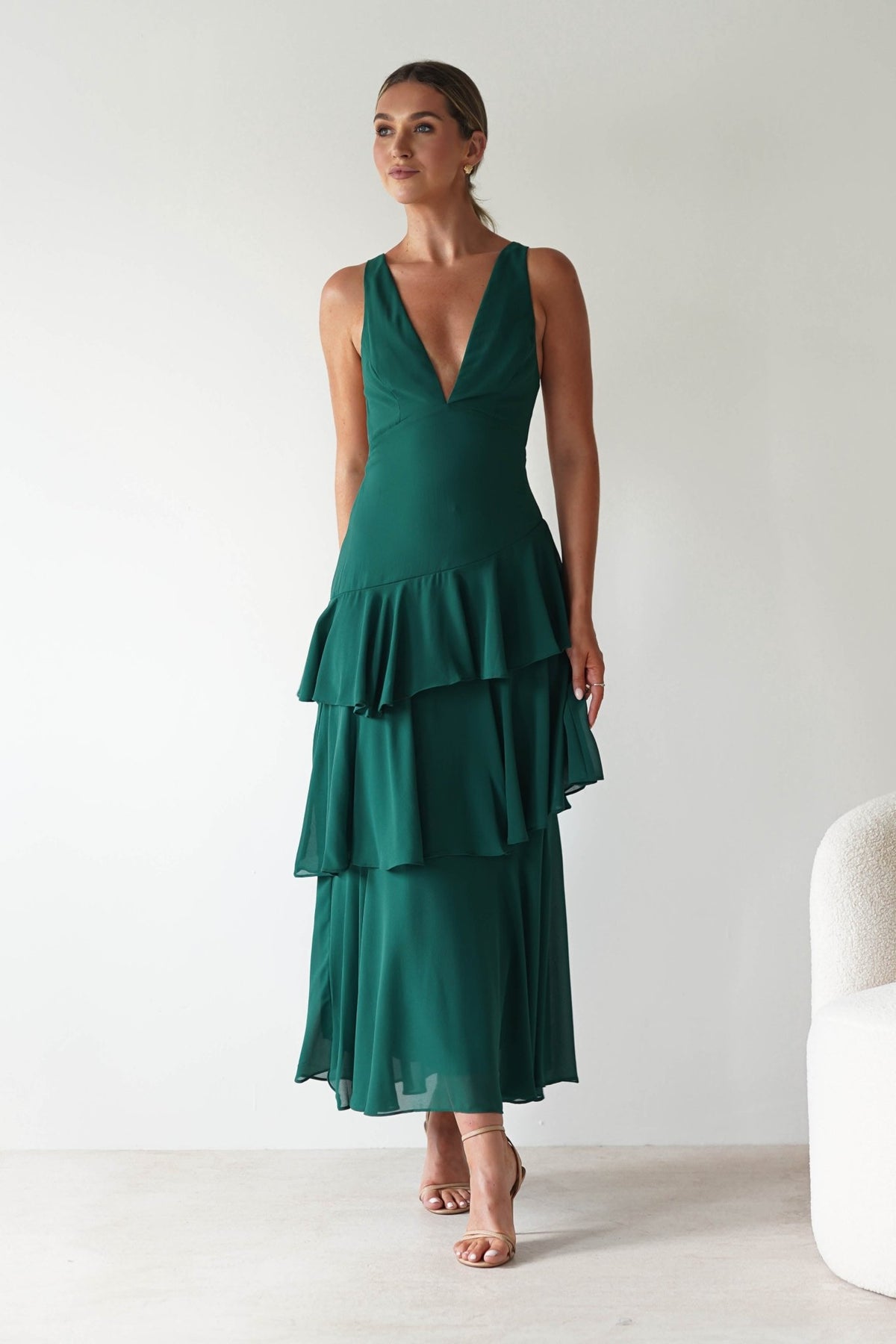 Andalusia Ruffle Maxi Dress | Forest Green-Oh Hello Clothing