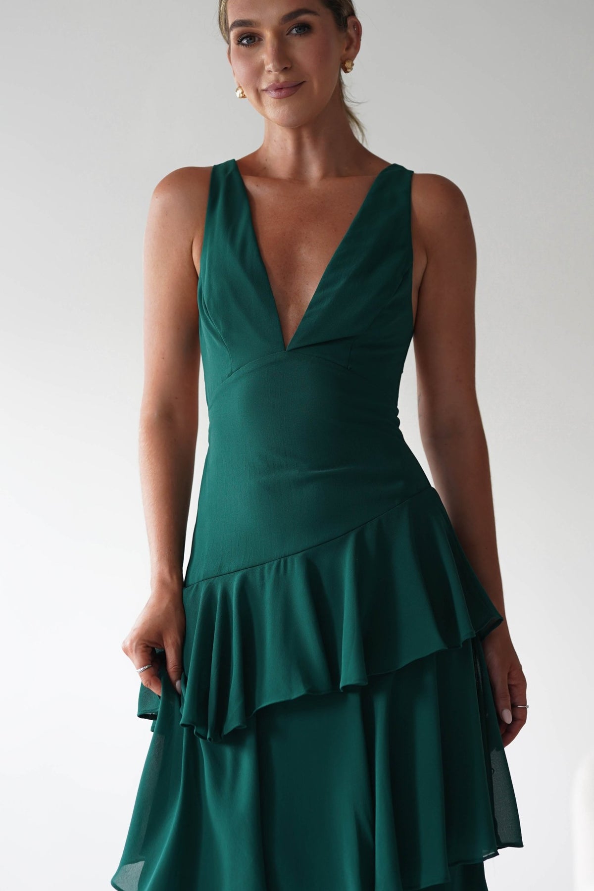 Andalusia Ruffle Maxi Dress | Forest Green-Oh Hello Clothing