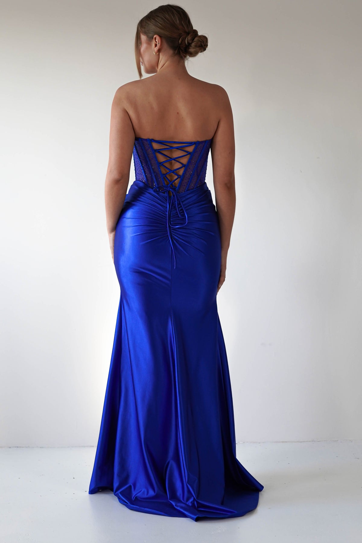 Andrina Rhinestone Strapless Gown | Royal Blue-Oh Hello Clothing