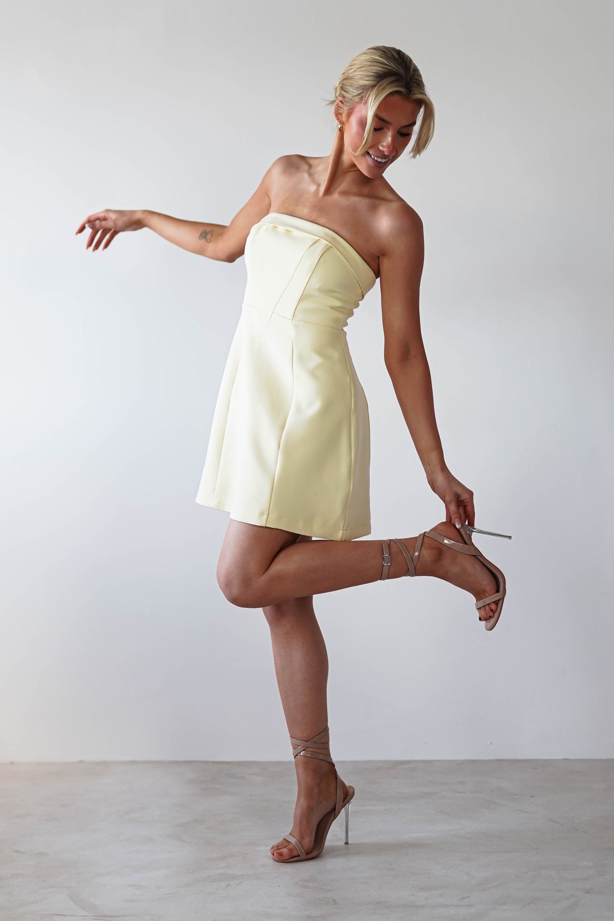 Angelica Structured Mini Dress | Yellow-Oh Hello Clothing