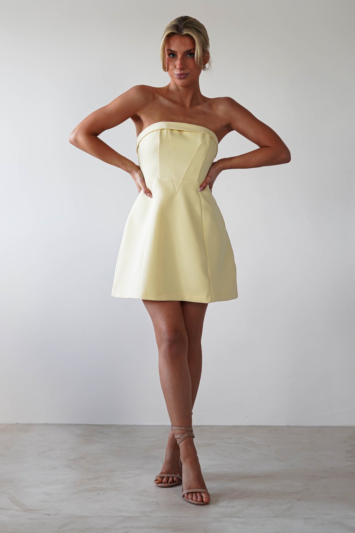 Angelica Structured Mini Dress | Yellow-Oh Hello Clothing