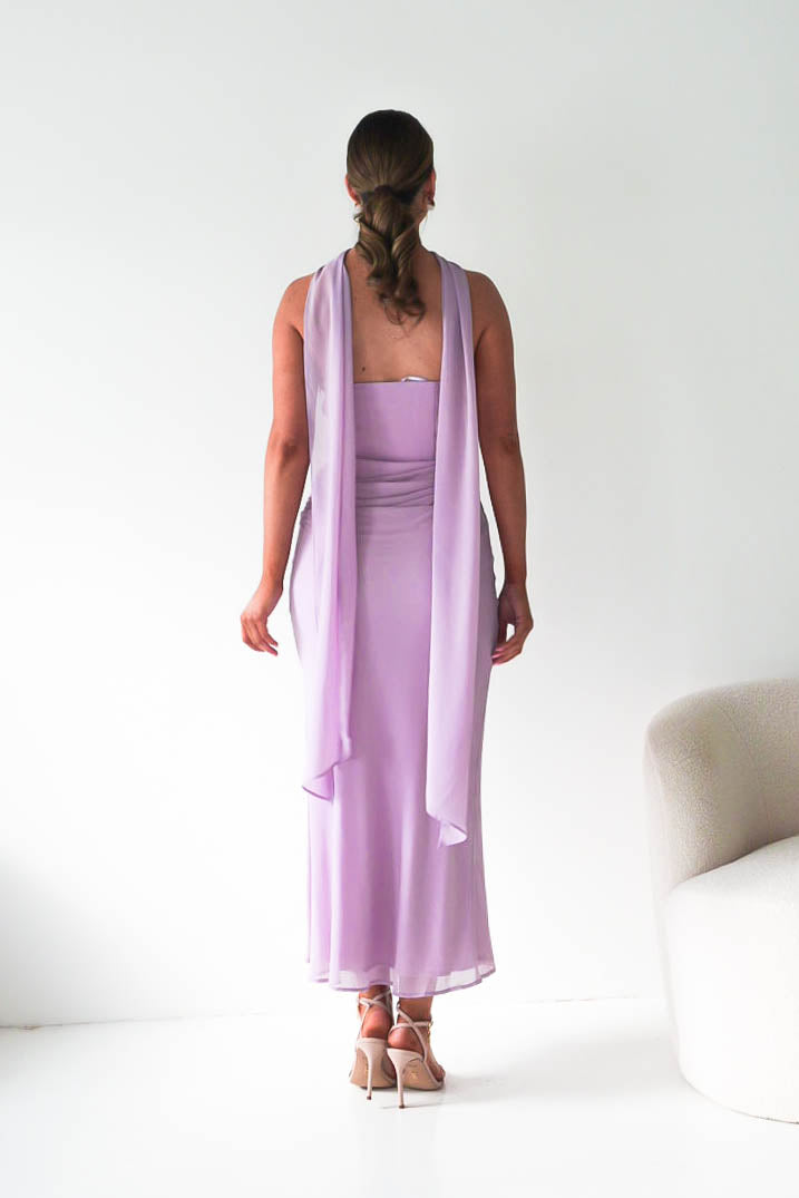 Antionia Strapless Mesh Maxi Dress | Lilac-Oh Hello Clothing