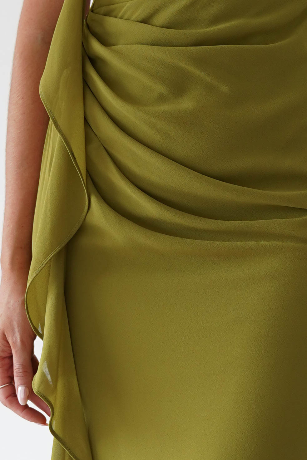 Aoife Draped Rosette Maxi Dress | Chartreuse Green-Oh Hello Clothing