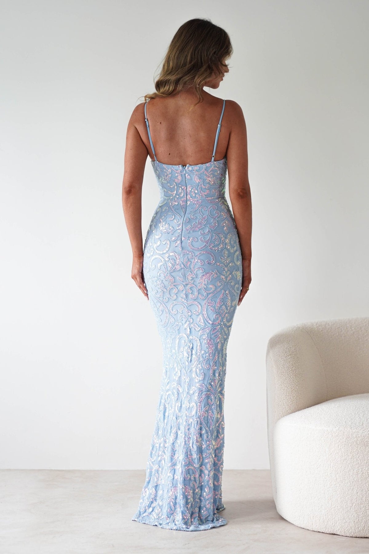 Aster Iridescent Beaded Embellished Gown | Blue-Oh Hello Clothing
