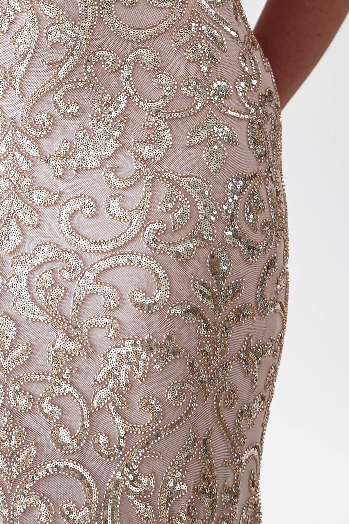 Aster Iridescent Beaded Embellished Gown | Gold-Oh Hello Clothing
