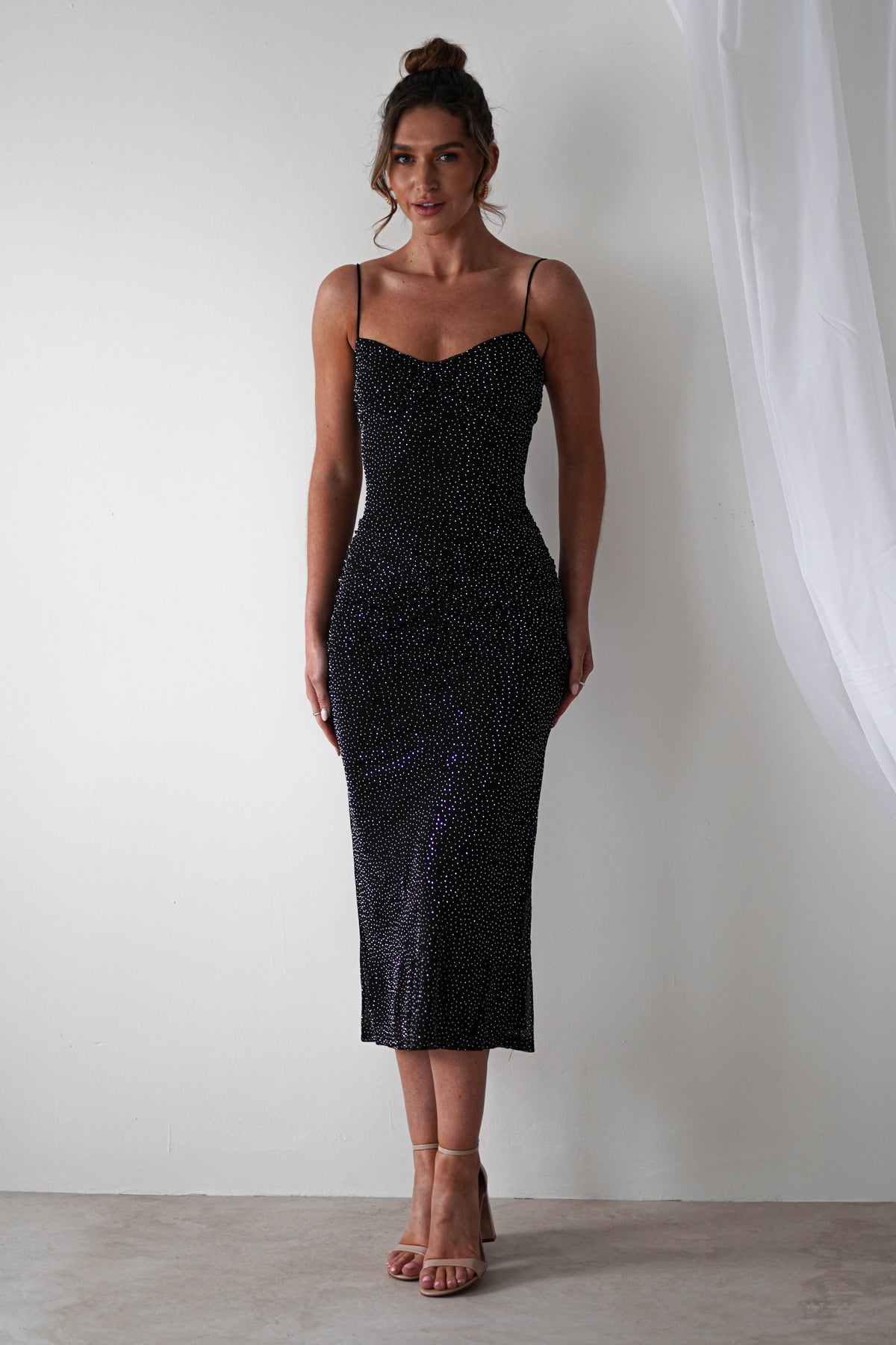 Astrid Diamante Bodycon Midaxi Dress | Black-Oh Hello Clothing