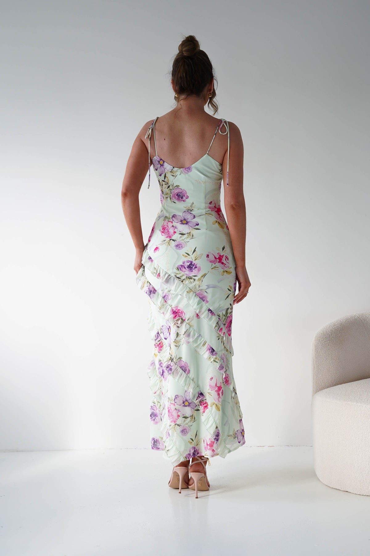Athena Ruffle Floral Print Maxi | Mint Green-Oh Hello Clothing