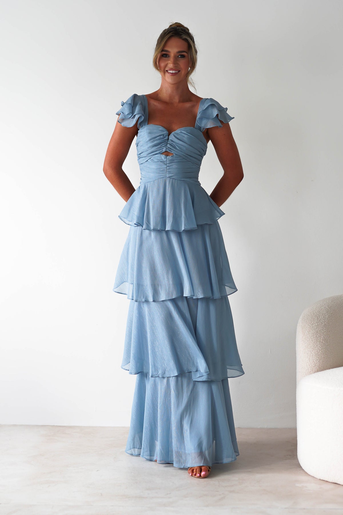 Audette Ruffle Tiered Maxi Dress | Blue-Oh Hello Clothing