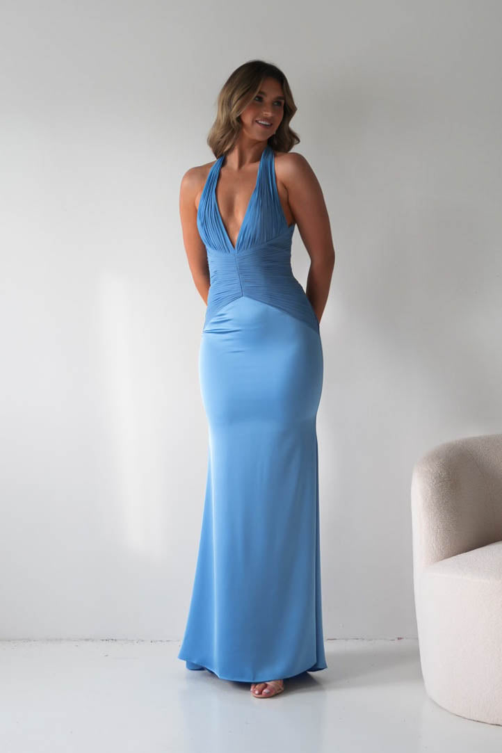 Austin Bodycon Halterneck Maxi Dress | Cornflower Blue-Oh Hello Clothing