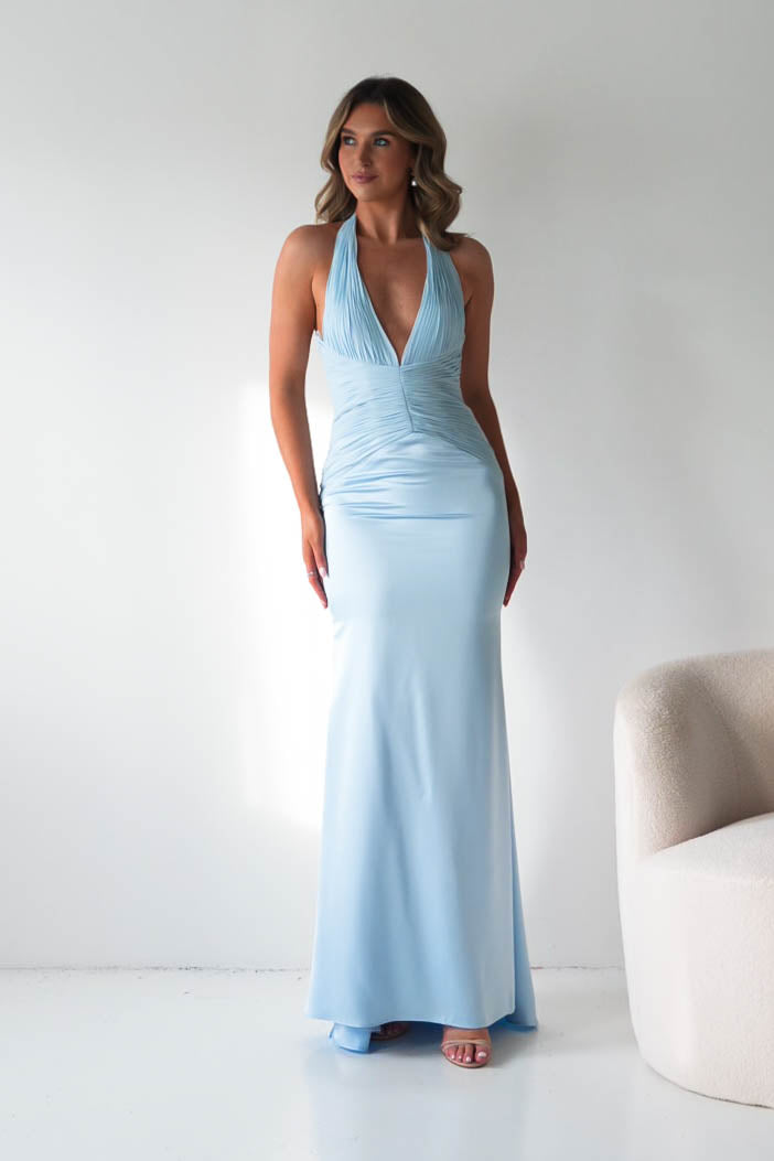 Austin Bodycon Halterneck Maxi Dress | Light Blue-Oh Hello Clothing