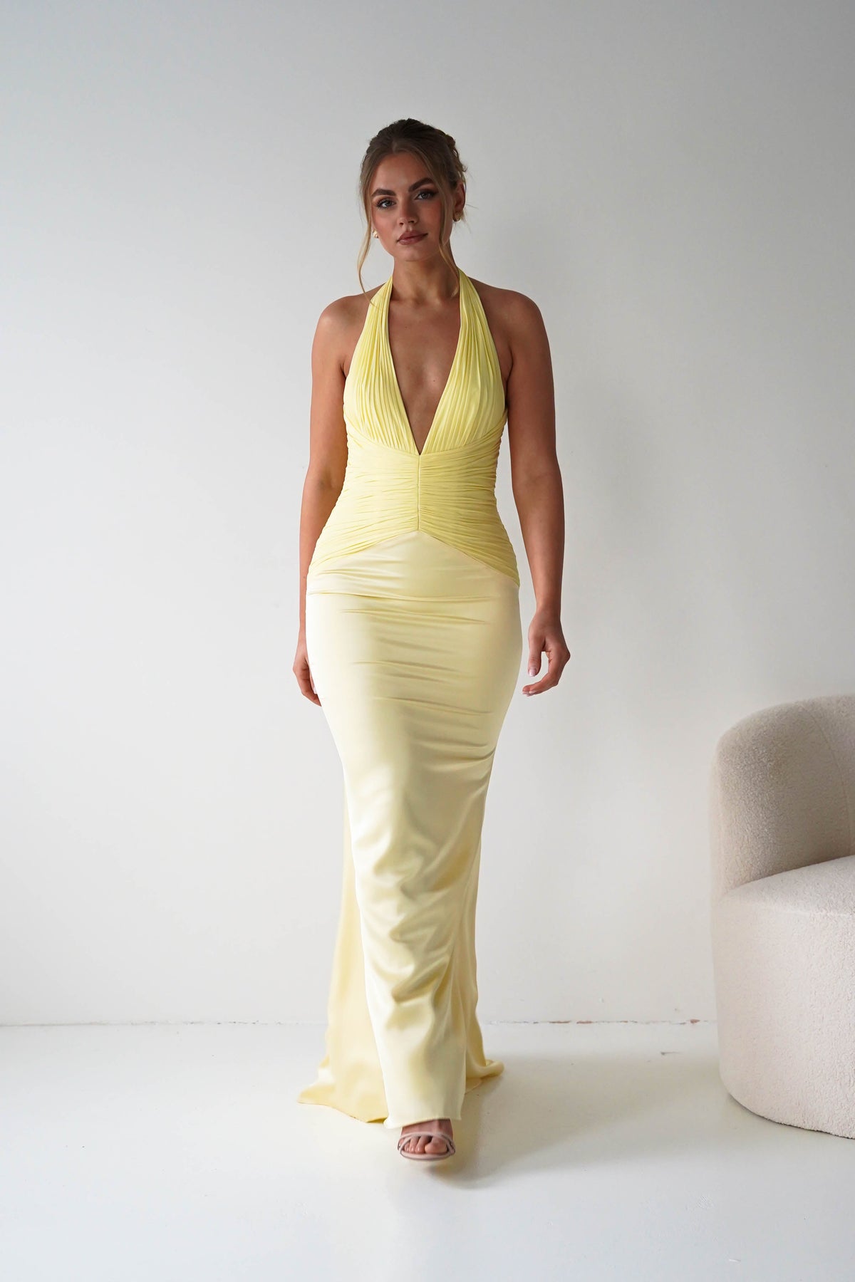 Austin Bodycon Halterneck Maxi Dress | Yellow-Oh Hello Clothing