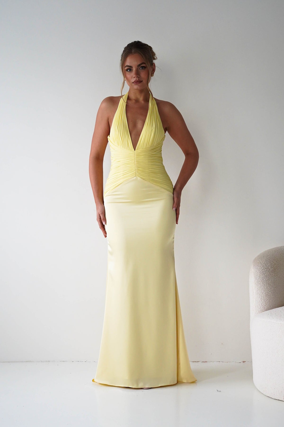 Austin Bodycon Halterneck Maxi Dress | Yellow-Oh Hello Clothing