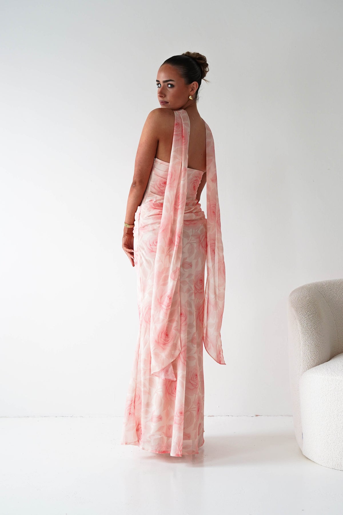 Belinda Floral Draped Strapless Maxi Dress | Peach-Oh Hello Clothing