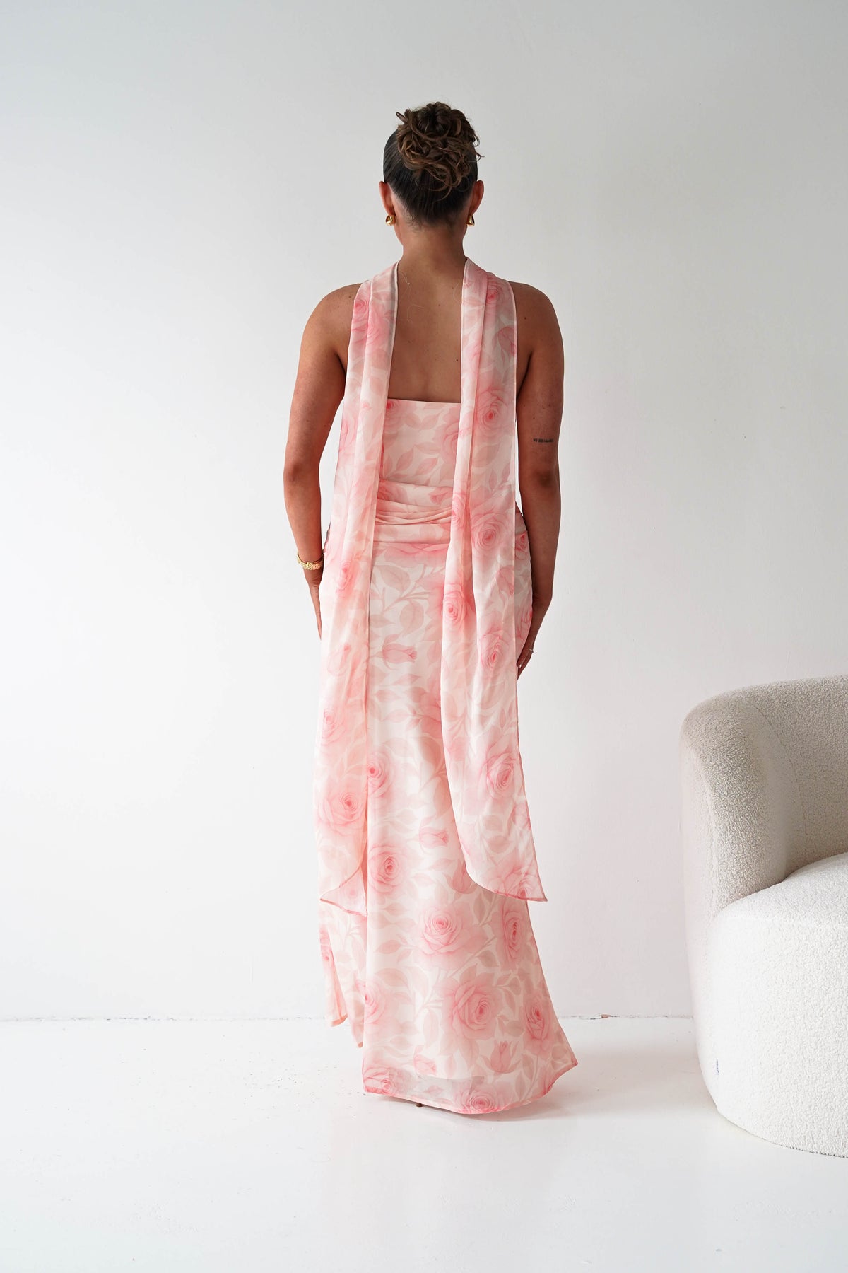 Belinda Floral Draped Strapless Maxi Dress | Peach-Oh Hello Clothing