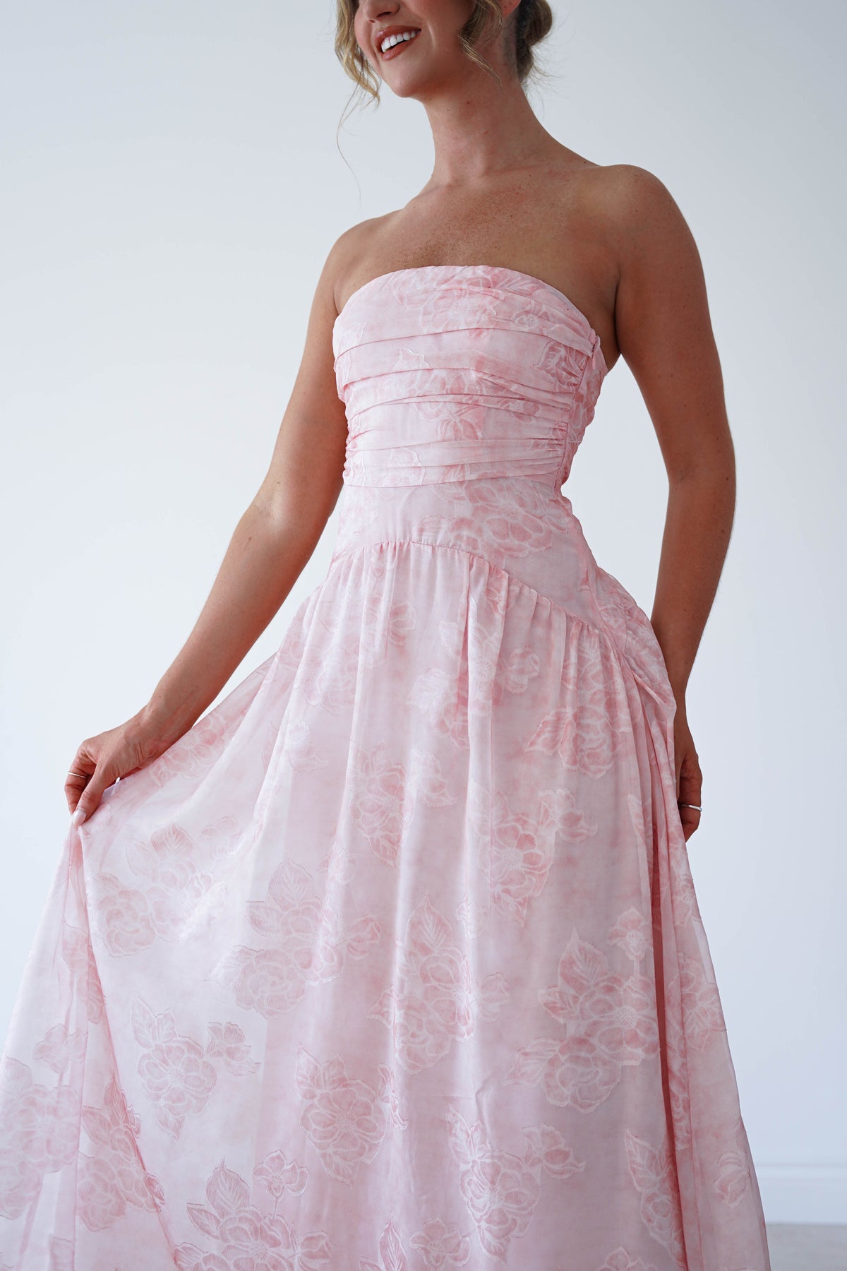 Belrose Floral Strapless Maxi Dress | Pink-Oh Hello Clothing