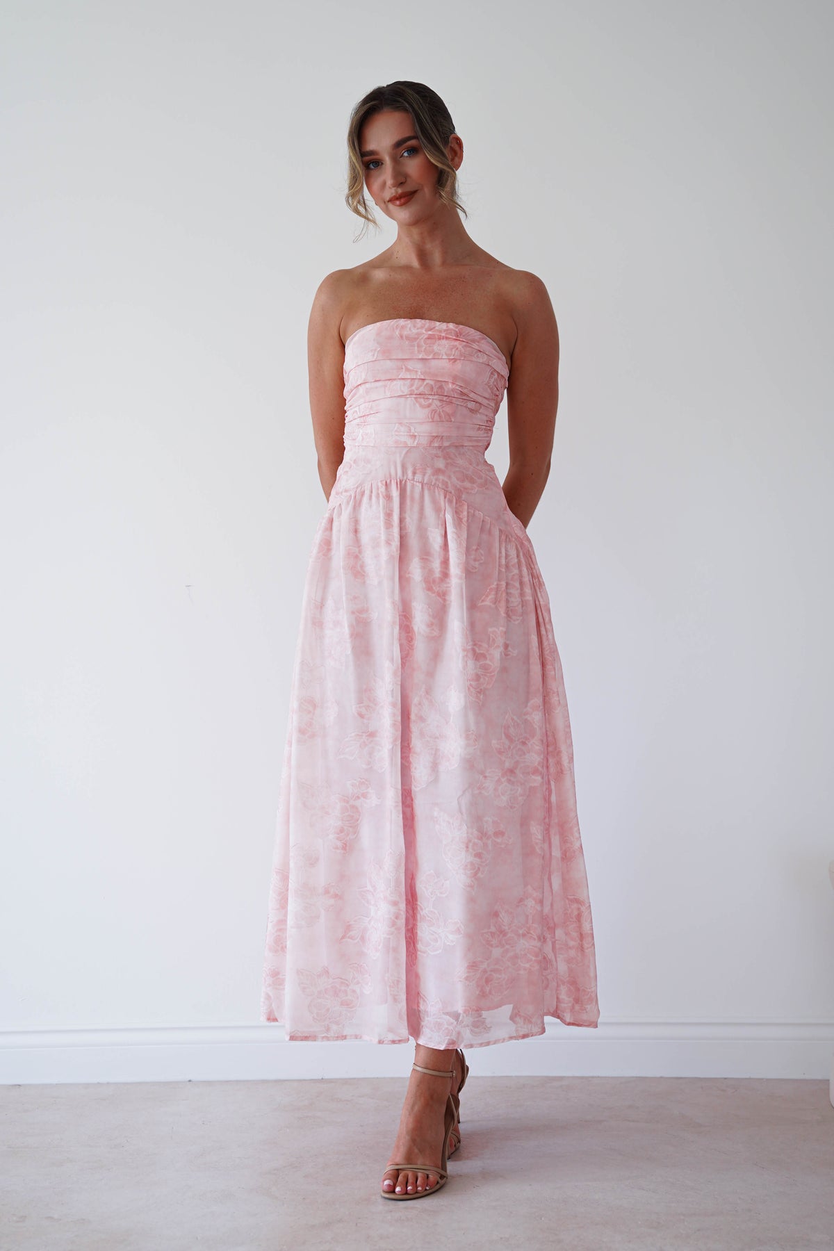 Belrose Floral Strapless Maxi Dress | Pink-Oh Hello Clothing
