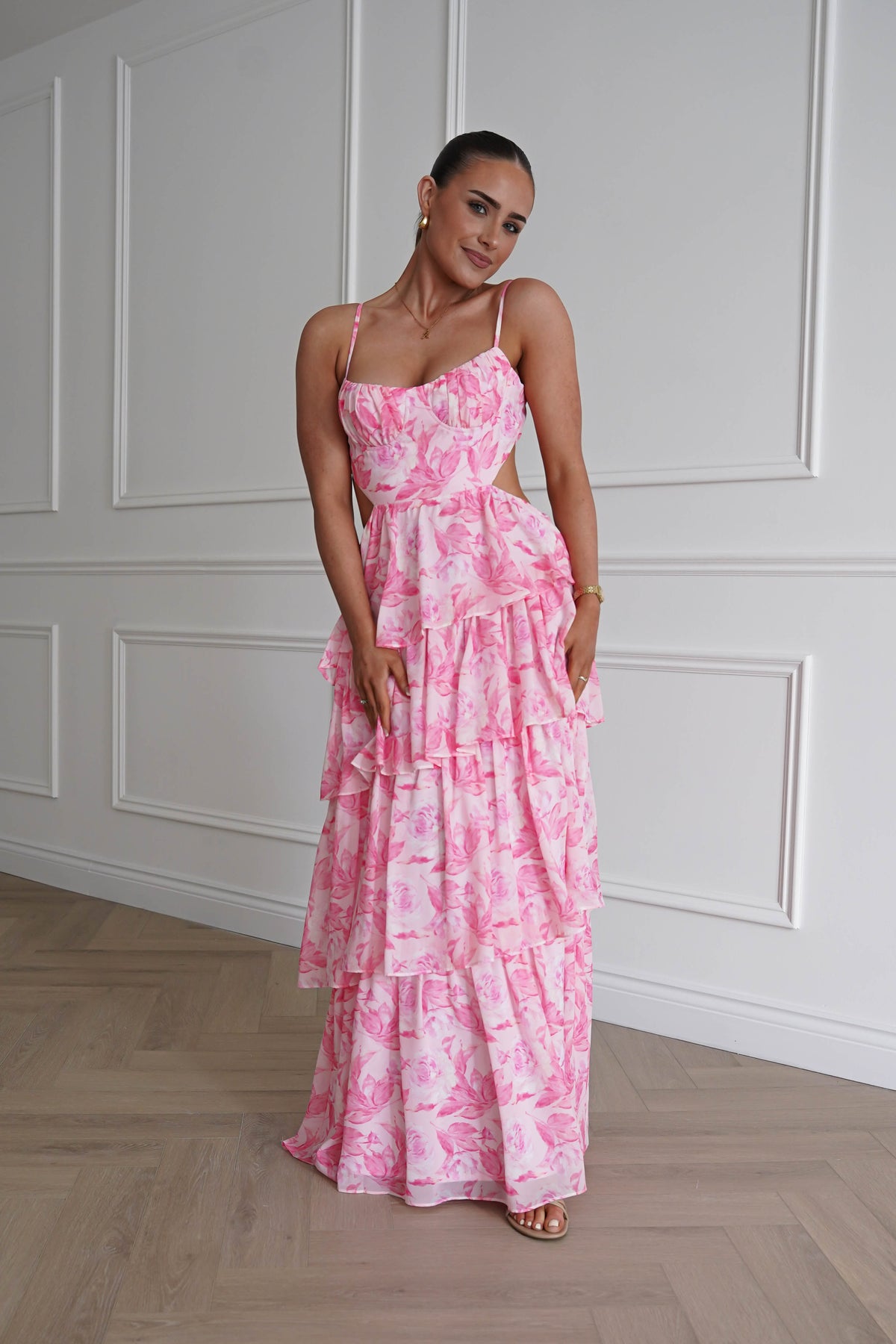 Beth Floral Tiered Maxi Dress | Pink-Oh Hello Clothing