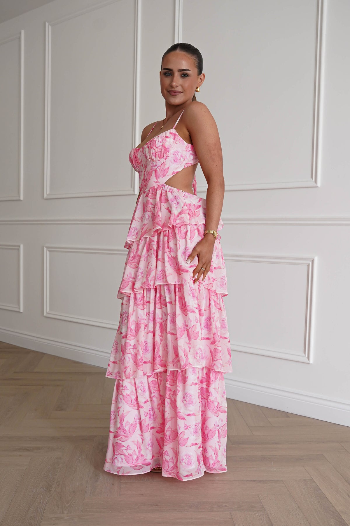 Beth Floral Tiered Maxi Dress | Pink-Oh Hello Clothing