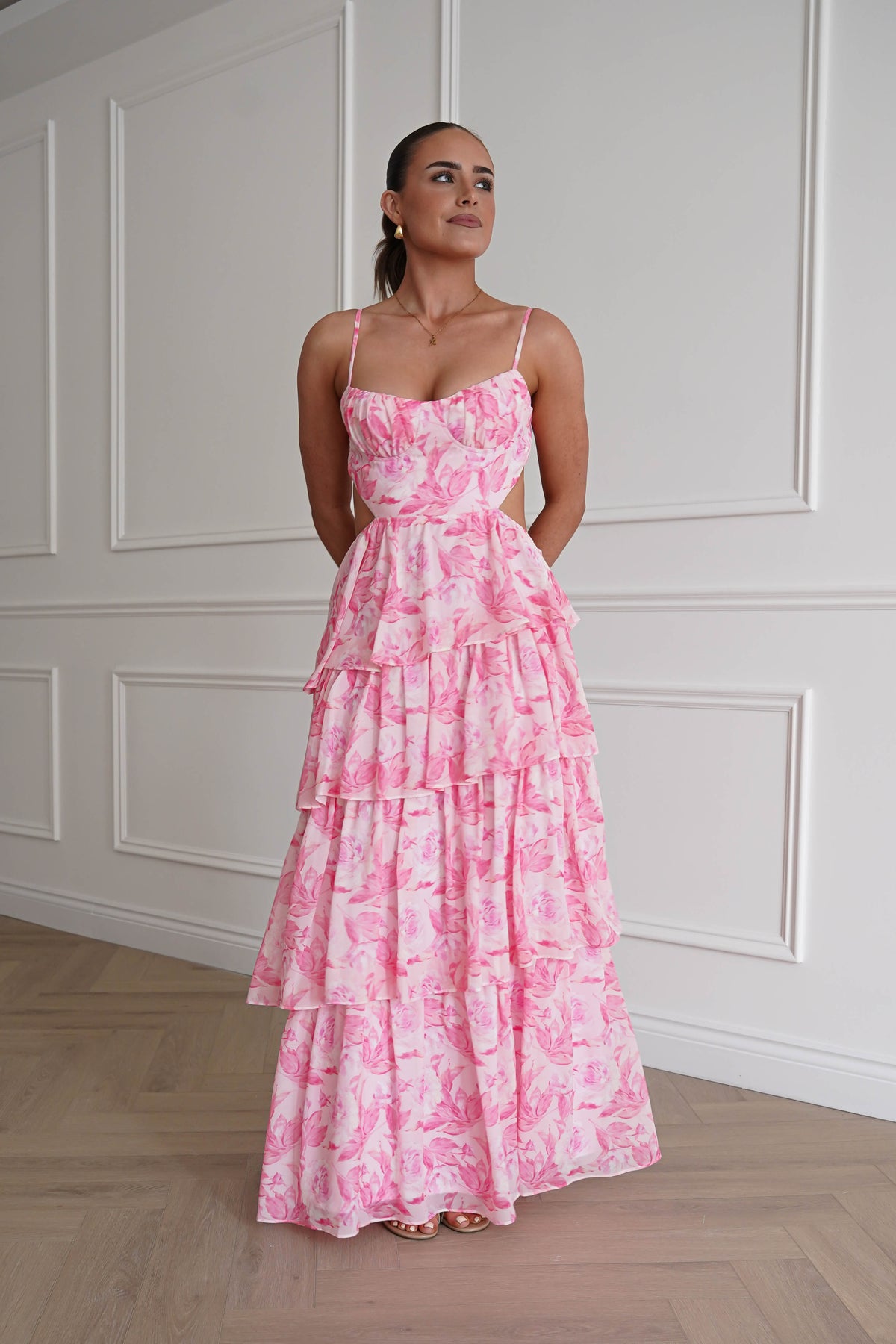 Beth Floral Tiered Maxi Dress | Pink-Oh Hello Clothing