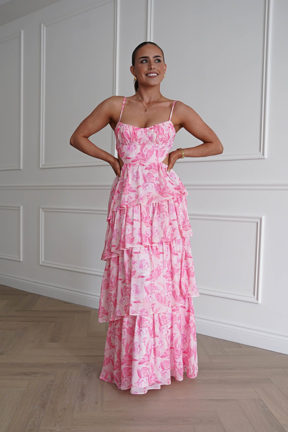 Beth Floral Tiered Maxi Dress | Pink-Oh Hello Clothing