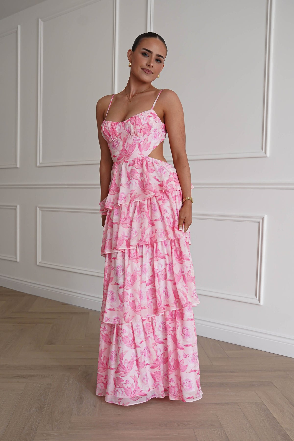 Beth Floral Tiered Maxi Dress | Pink-Oh Hello Clothing