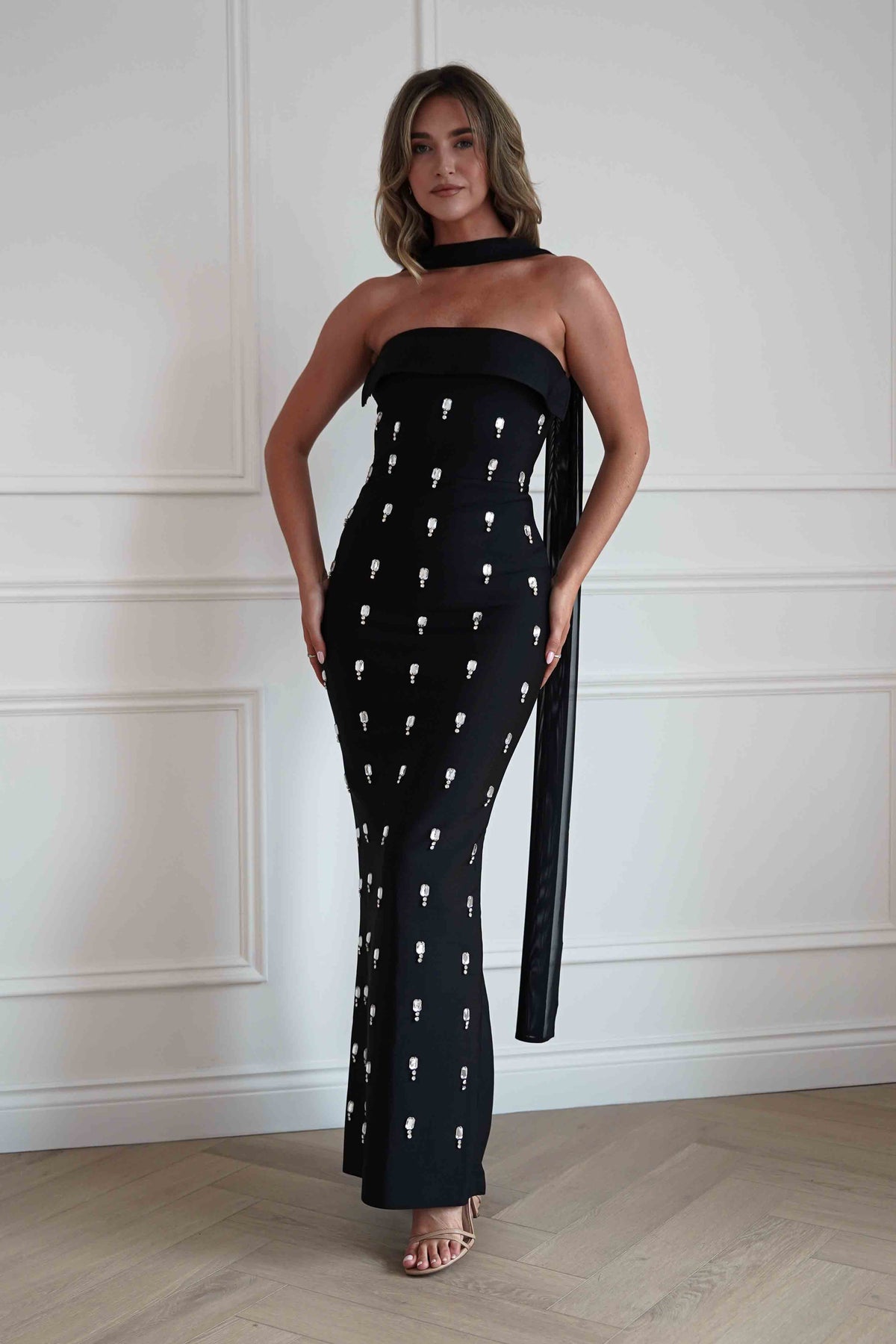 Bethany Embellished Bandage Maxi Dress | Black-Oh Hello Clothing