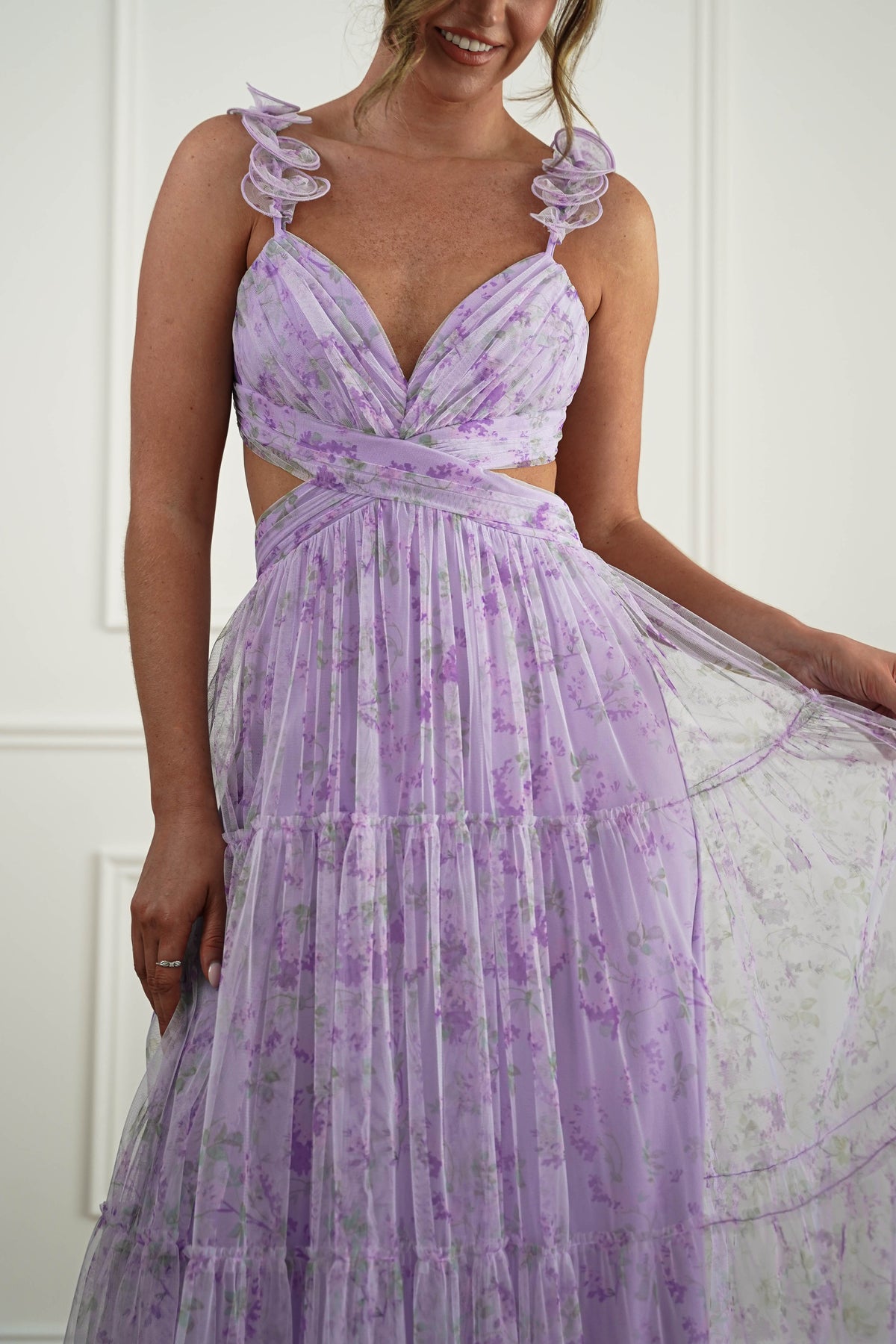 Bethel Floral Tulle Maxi Dress | Lavender-Oh Hello Clothing