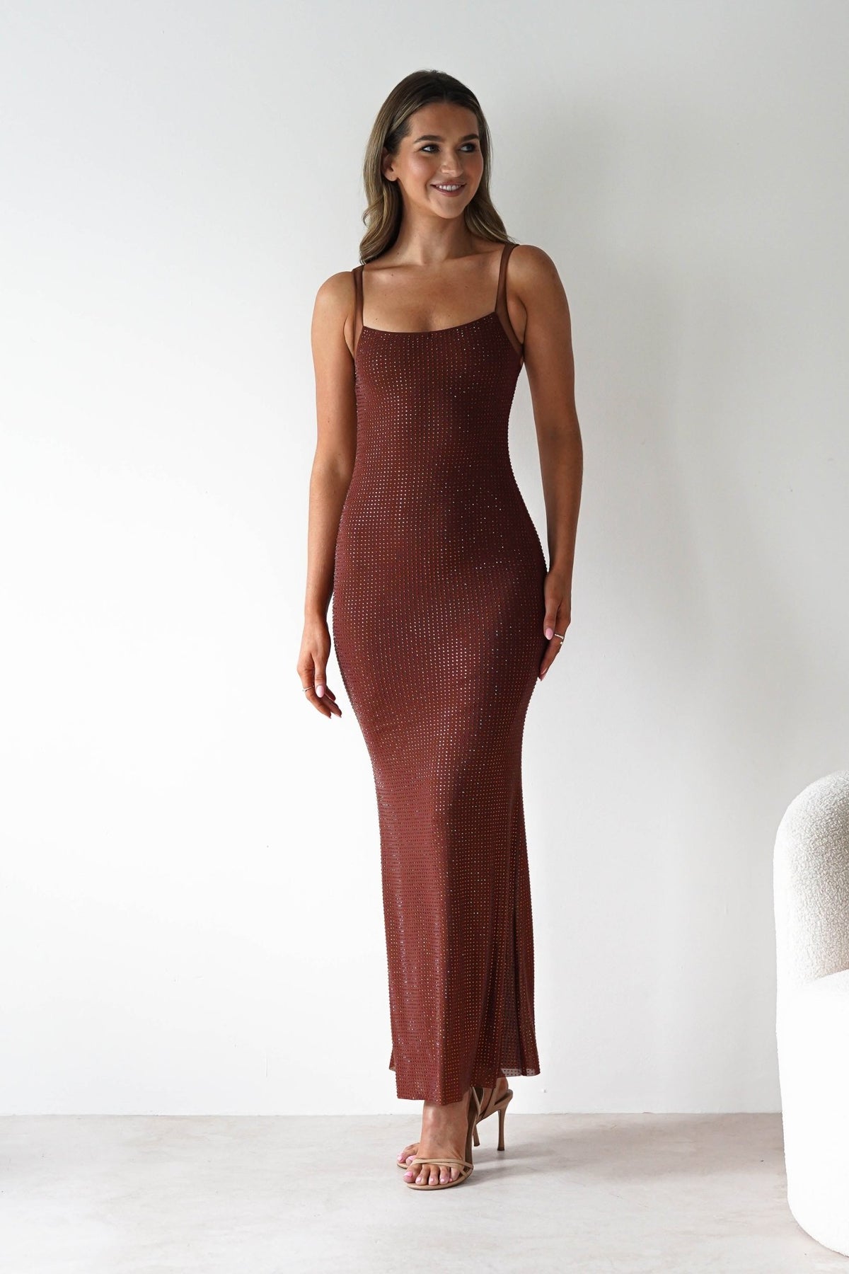 Billini Bodycon Backless Maxi Dress | Brown-Oh Hello Clothing