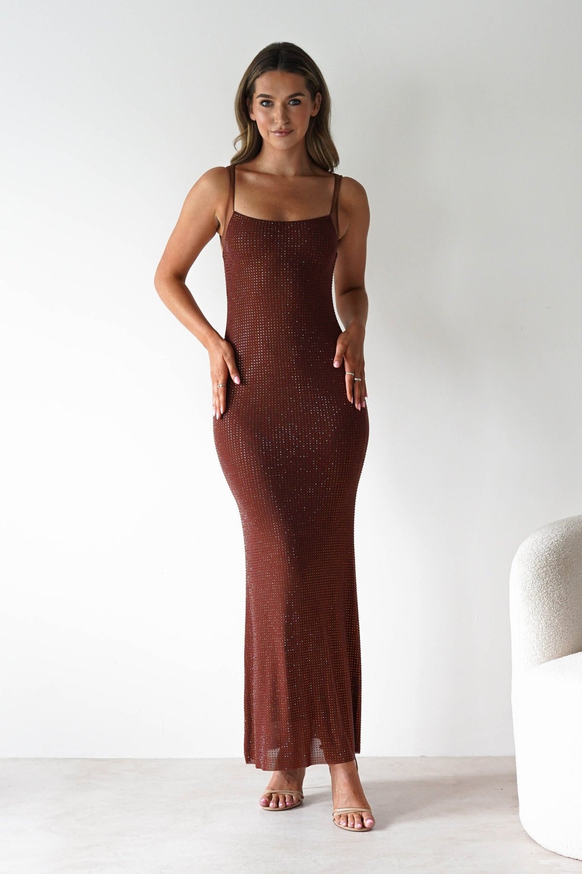 Billini Bodycon Backless Maxi Dress | Brown-Oh Hello Clothing