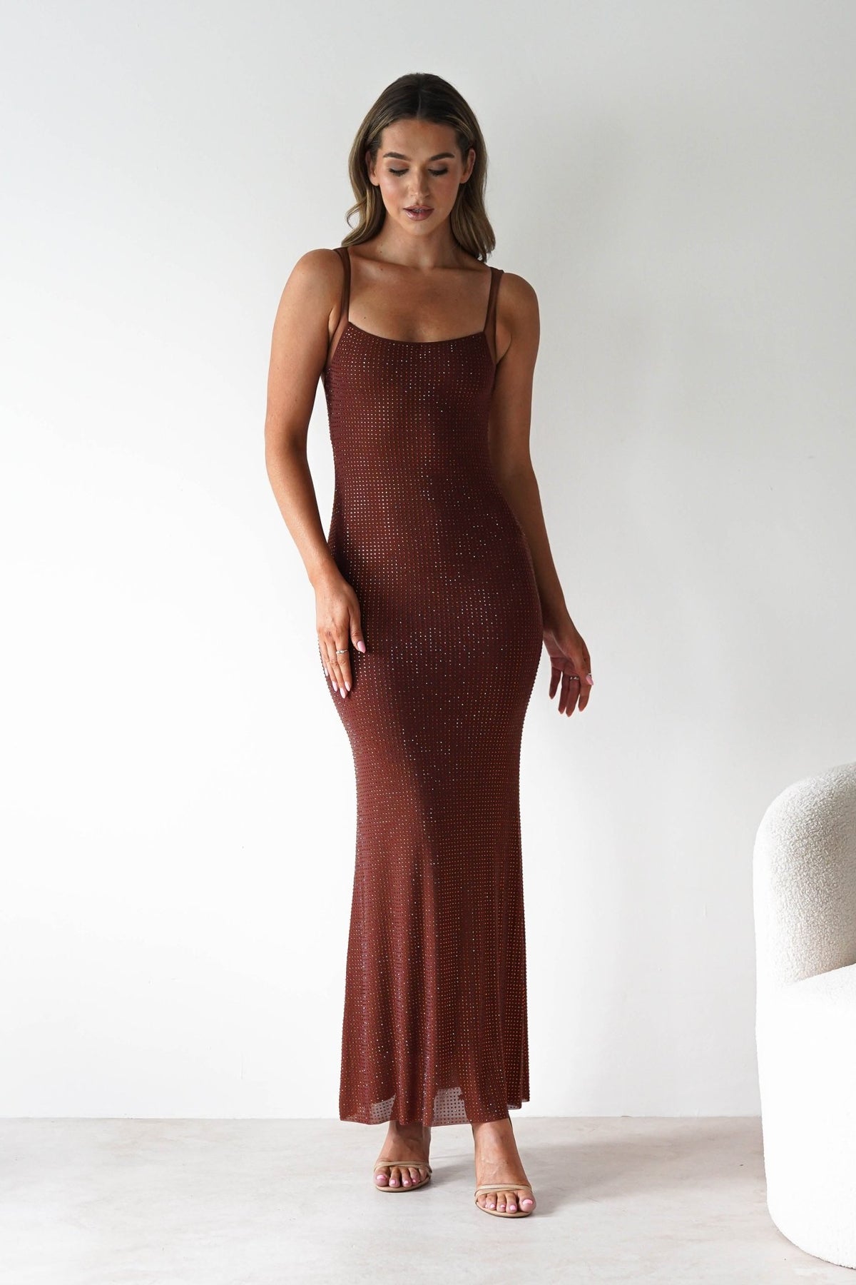 Billini Bodycon Backless Maxi Dress | Brown-Oh Hello Clothing