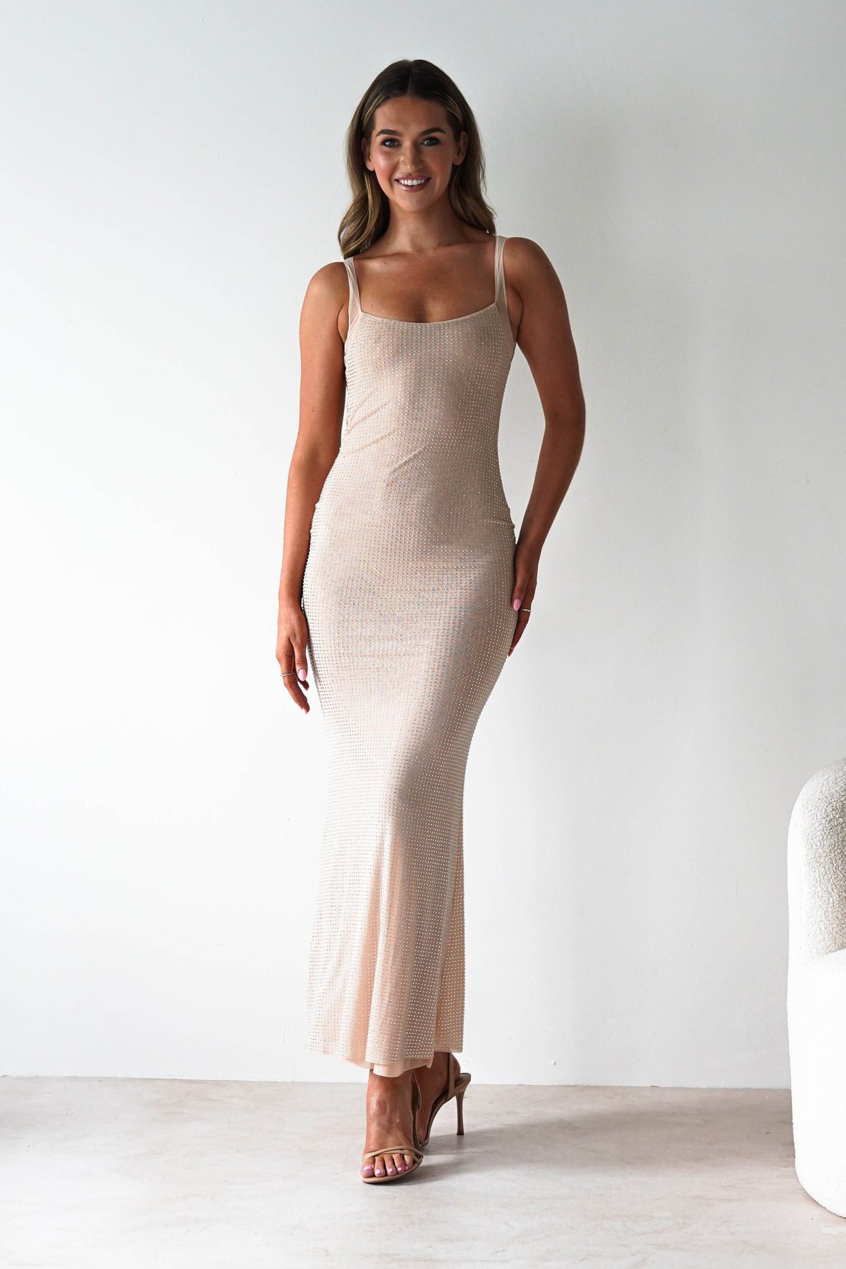 Billini Bodycon Backless Maxi Dress | Nude-Oh Hello Clothing