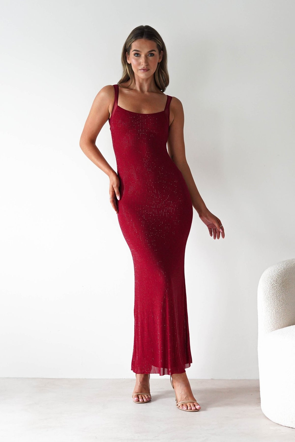 Billini Bodycon Backless Maxi Dress | Red-Oh Hello Clothing