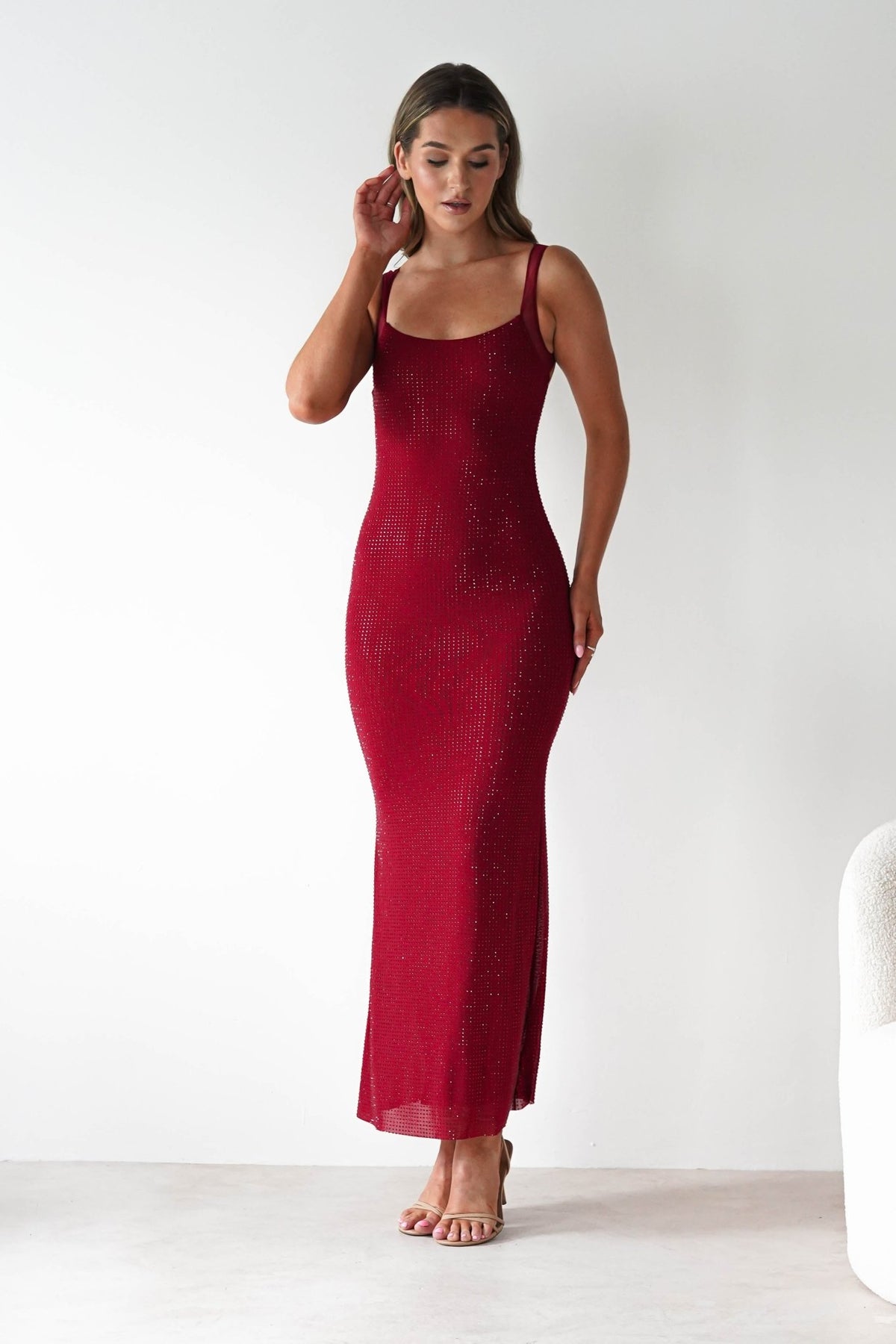 Billini Bodycon Backless Maxi Dress | Red-Oh Hello Clothing