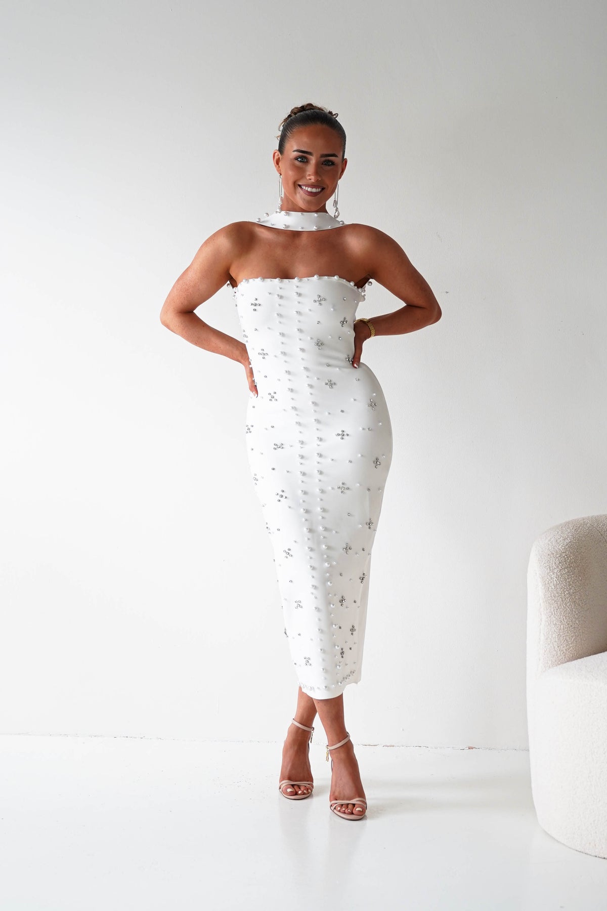 Blayke Bodycon Bandage Midi Dress | White-Oh Hello Clothing