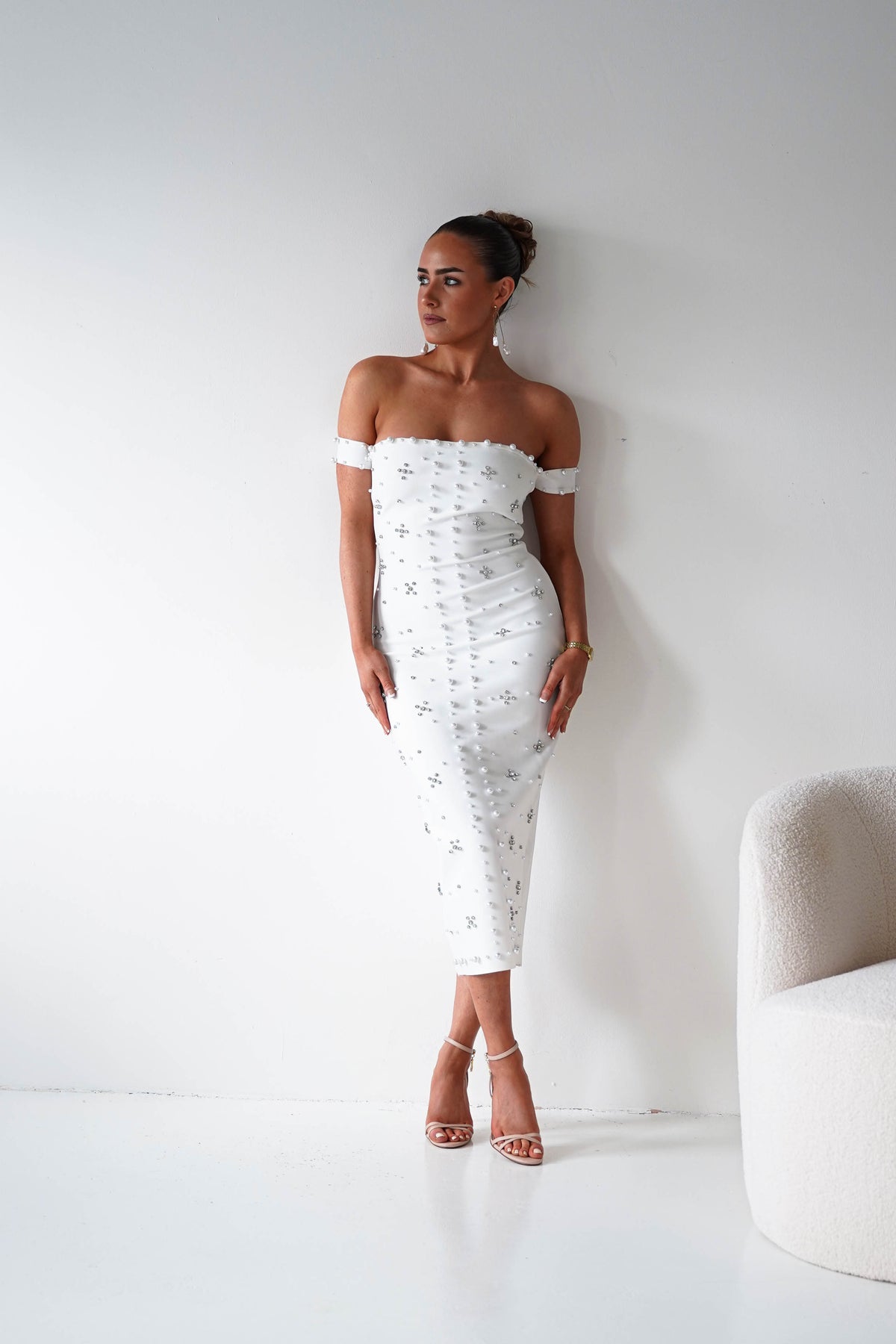 Blayke Bodycon Bandage Midi Dress | White-Oh Hello Clothing