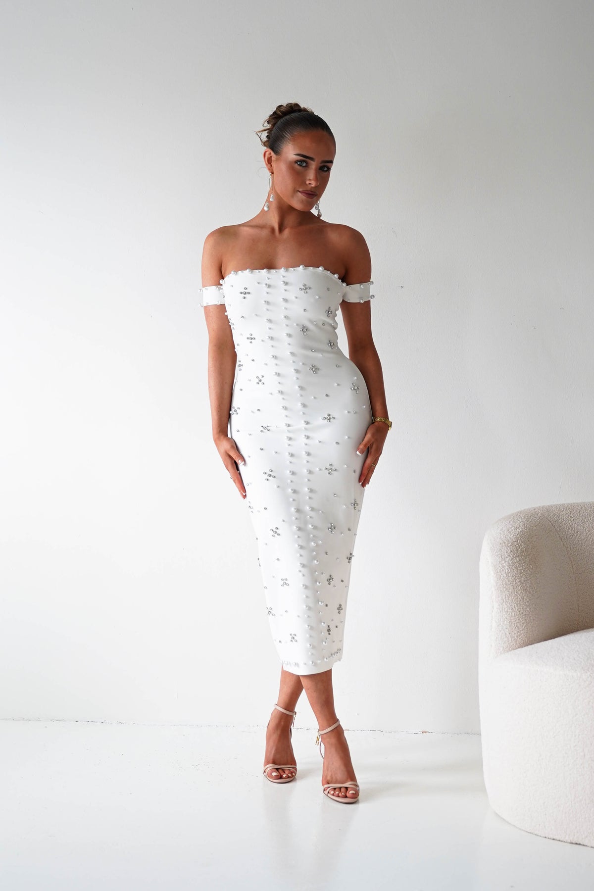 Blayke Bodycon Bandage Midi Dress | White-Oh Hello Clothing