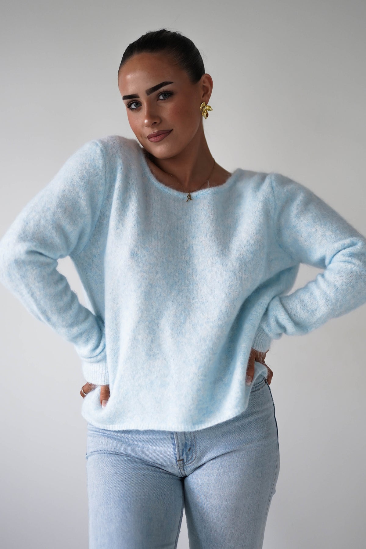 Bree Bow Back Detail Knit Jumper | Blue-Oh Hello Clothing