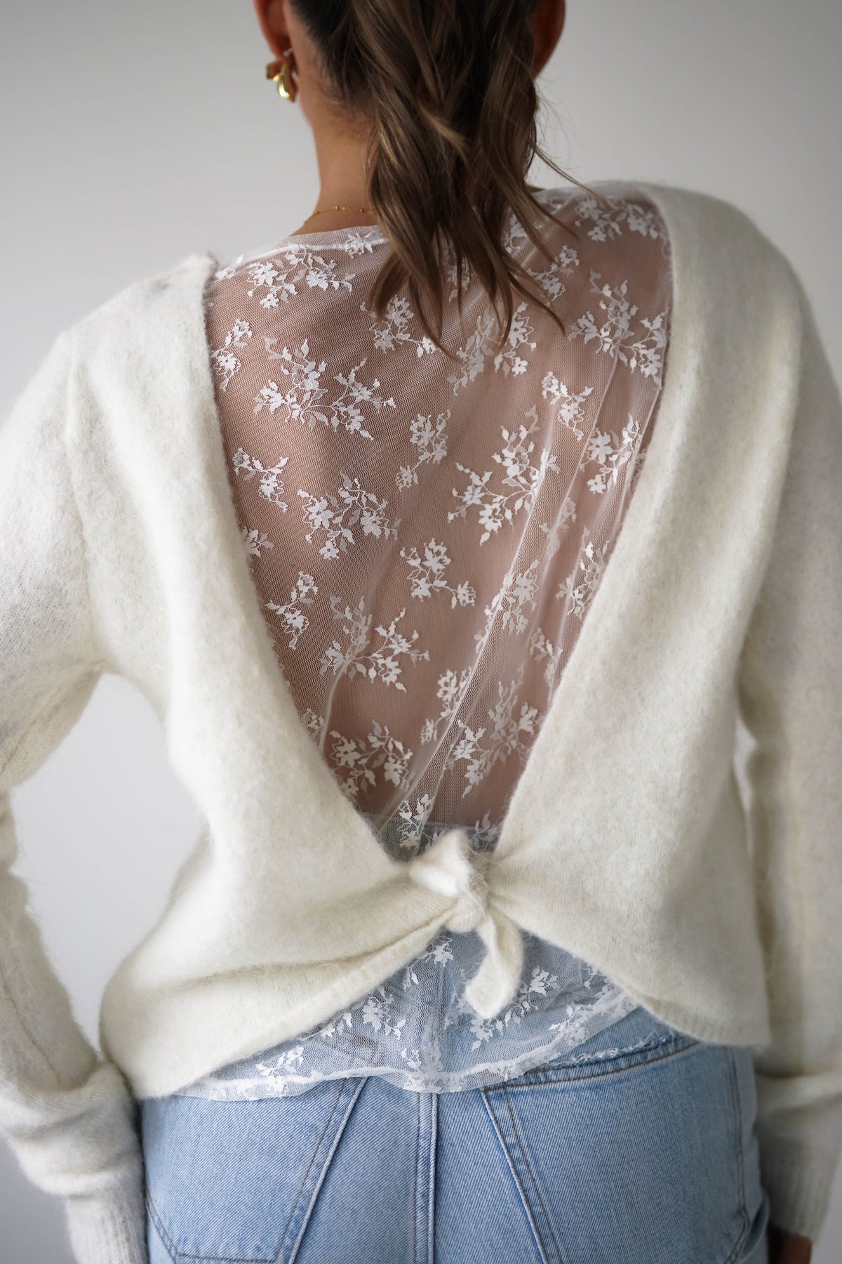 Bree Bow Back Detail Knit Jumper | Cream-Oh Hello Clothing
