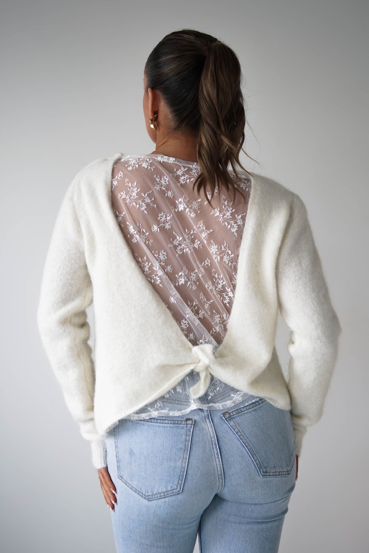 Bree Bow Back Detail Knit Jumper | Cream-Oh Hello Clothing